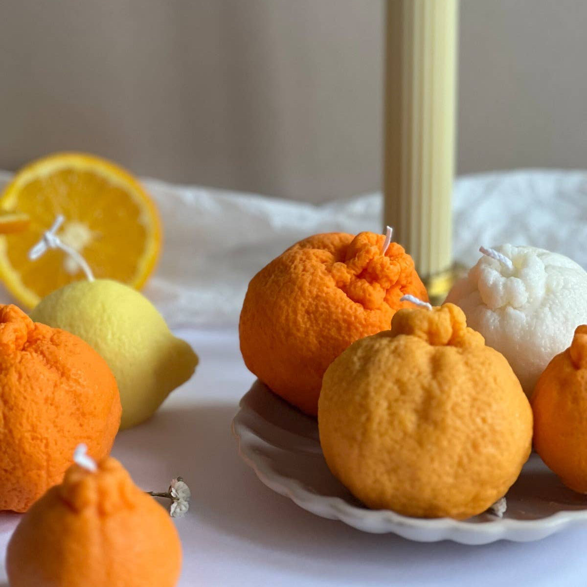 Soy wax Unscented Orange shaped candle | Orange | Large