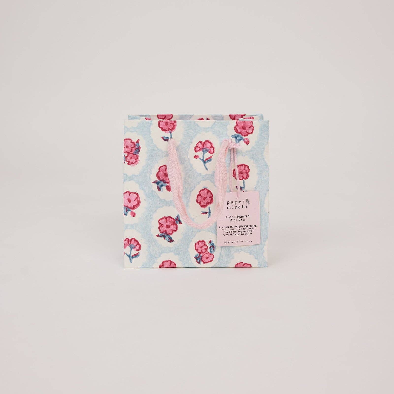 Block Printed Gift Bags (Small) - Pink Sorbet