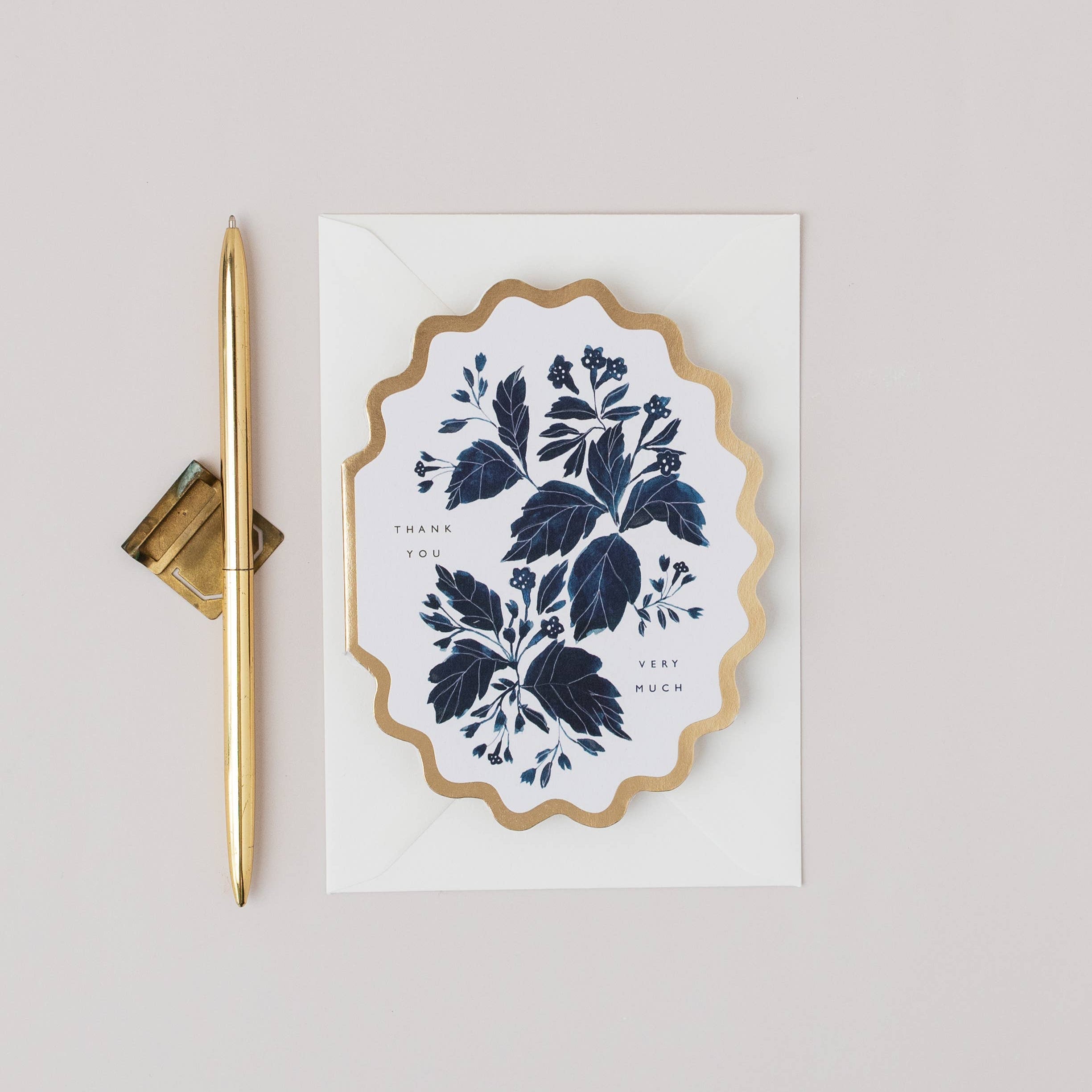 THANK YOU VERY MUCH BOTANICAL SCALLOP DIE CUT CARD