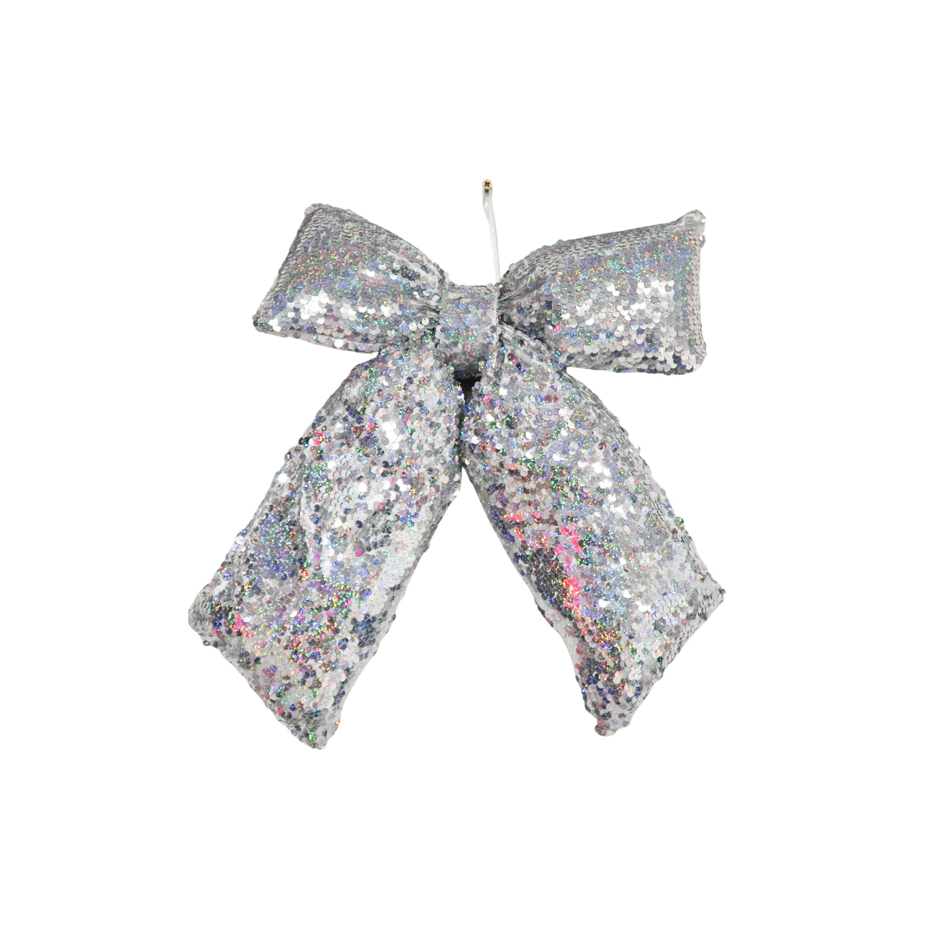 Silver Sequins Fabric Bow Christmas Decoration