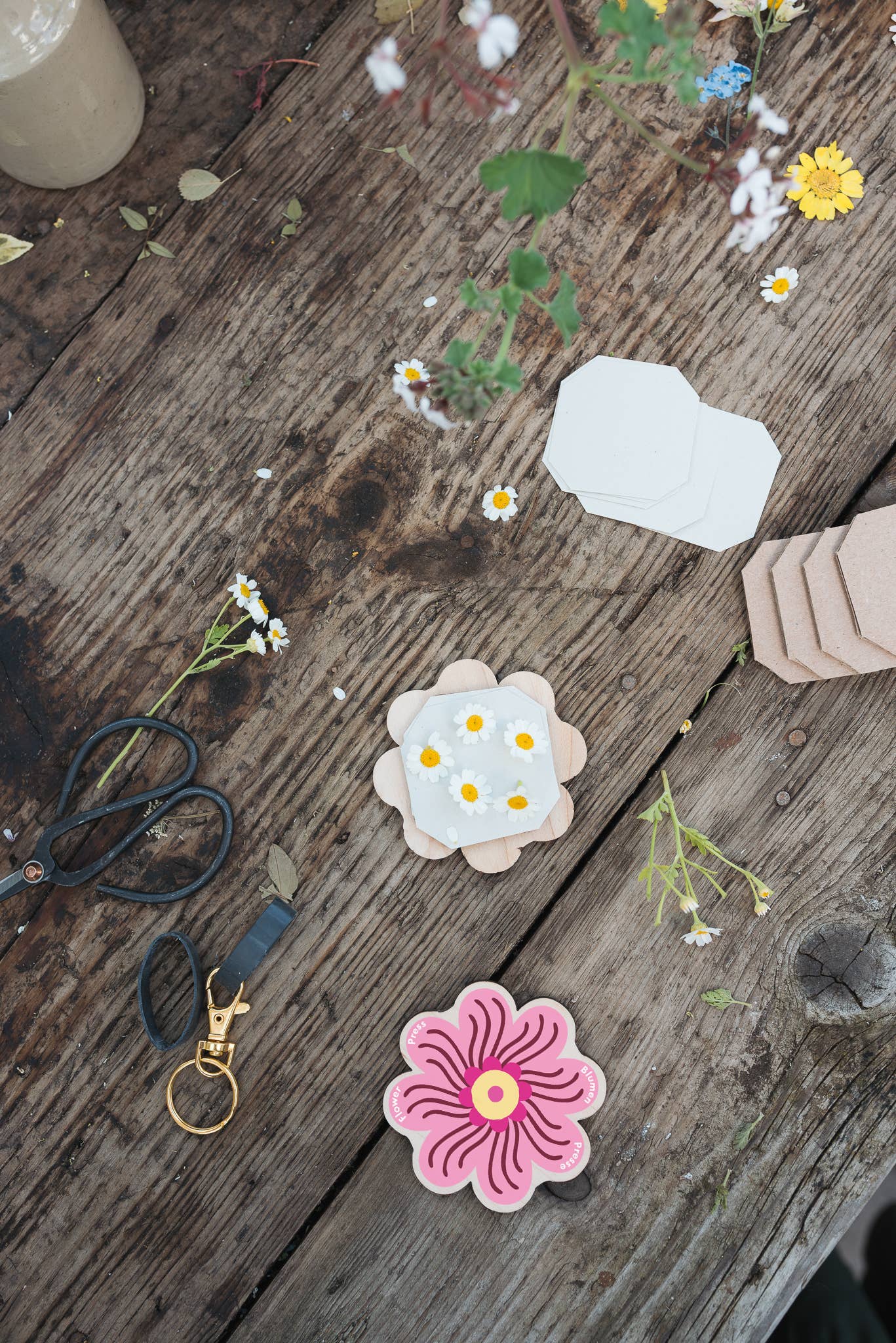 Keyring Flower Press | Pinks & Blues