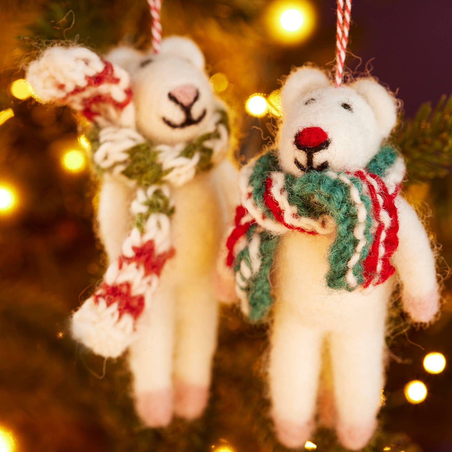 Felt Mice With Hand Knit Scarf Decoration