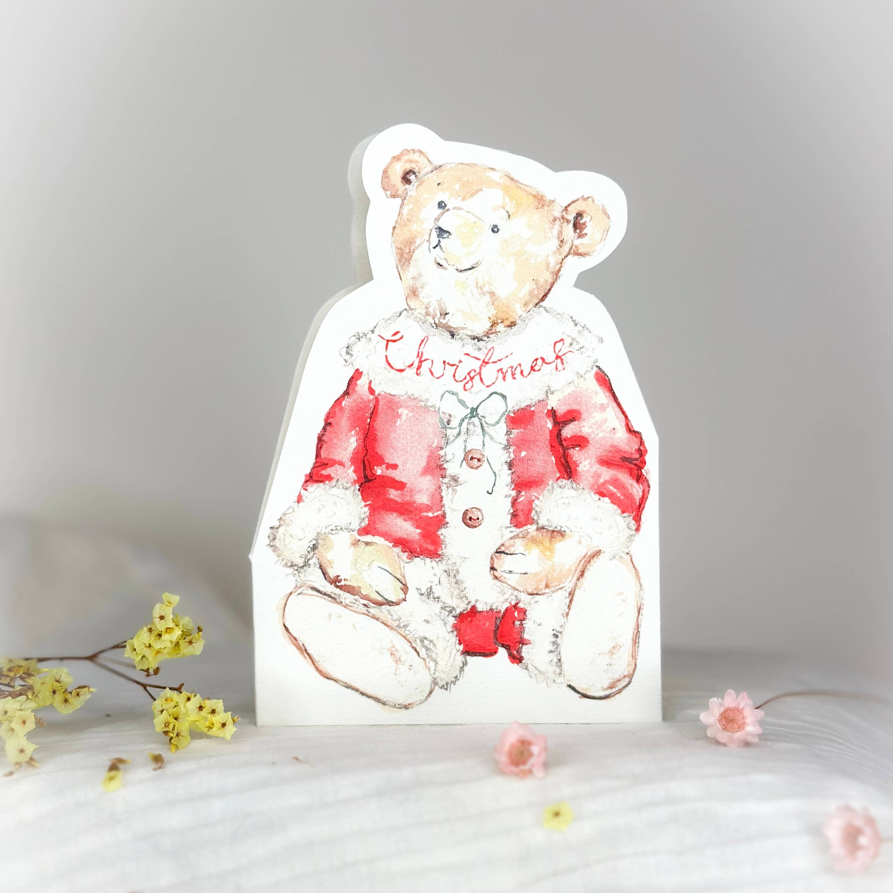 Christmas Teddy Die-cut card