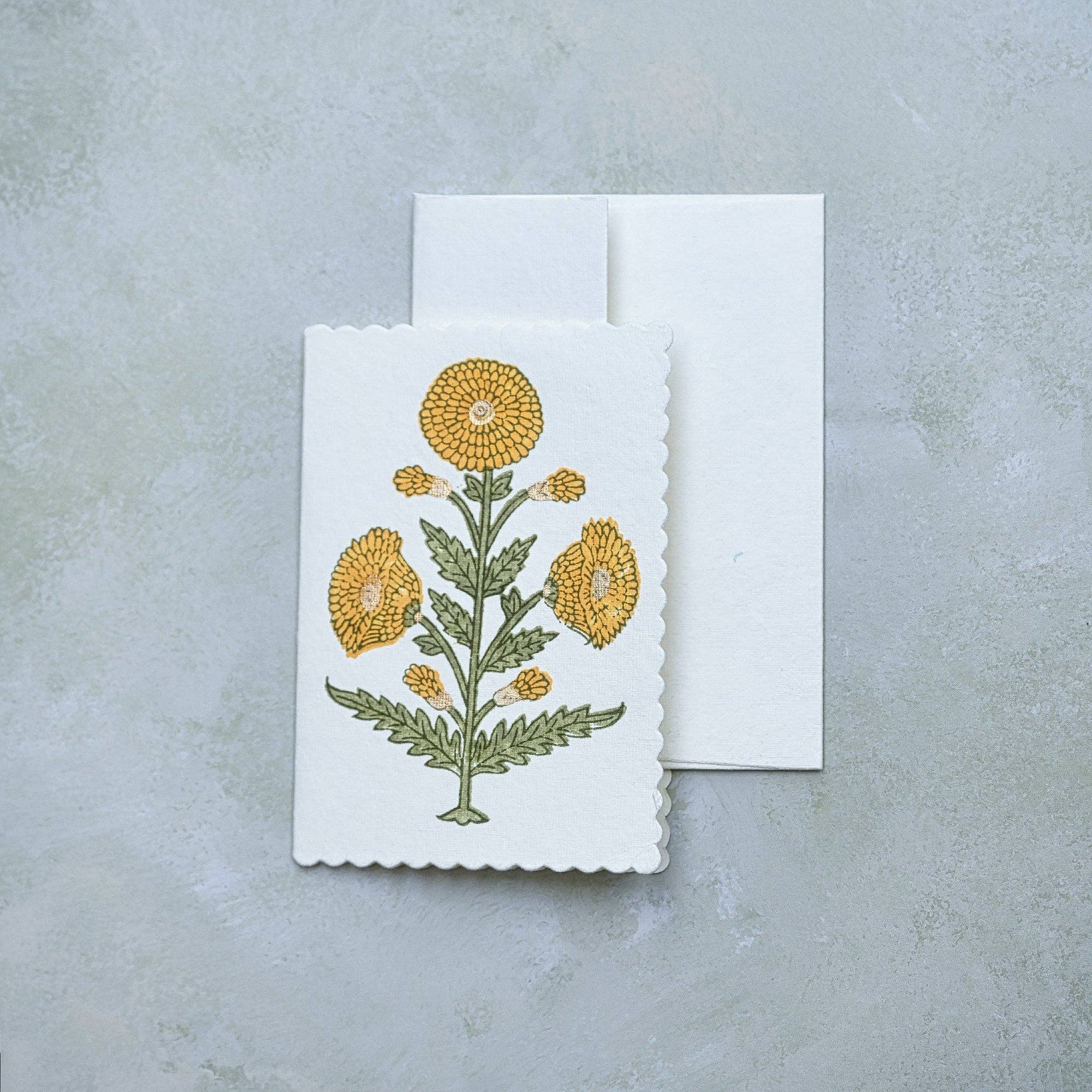 Hand Block Printed Greeting Card | Genda Saffron