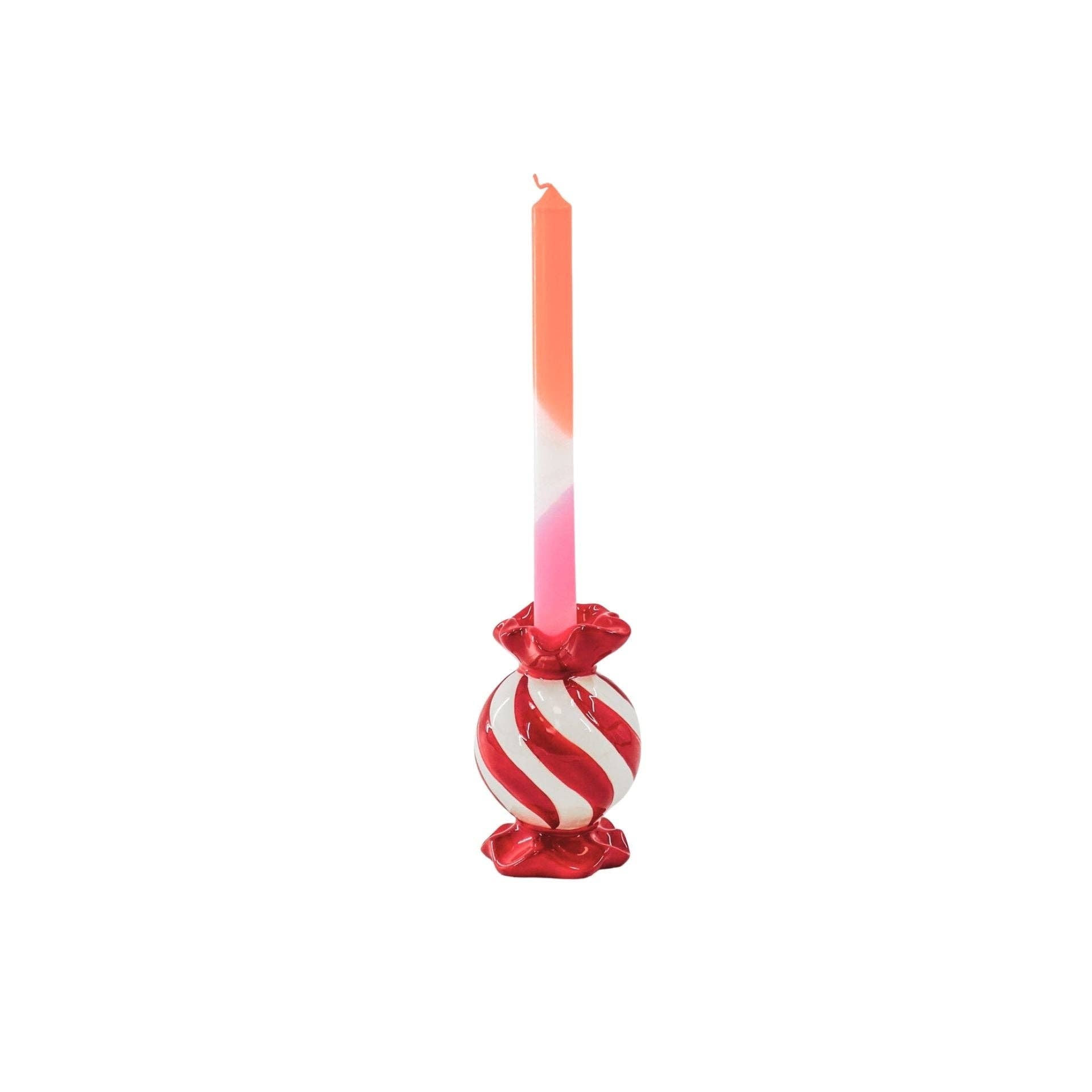 Toffee Candy Candle Holder | Red & White