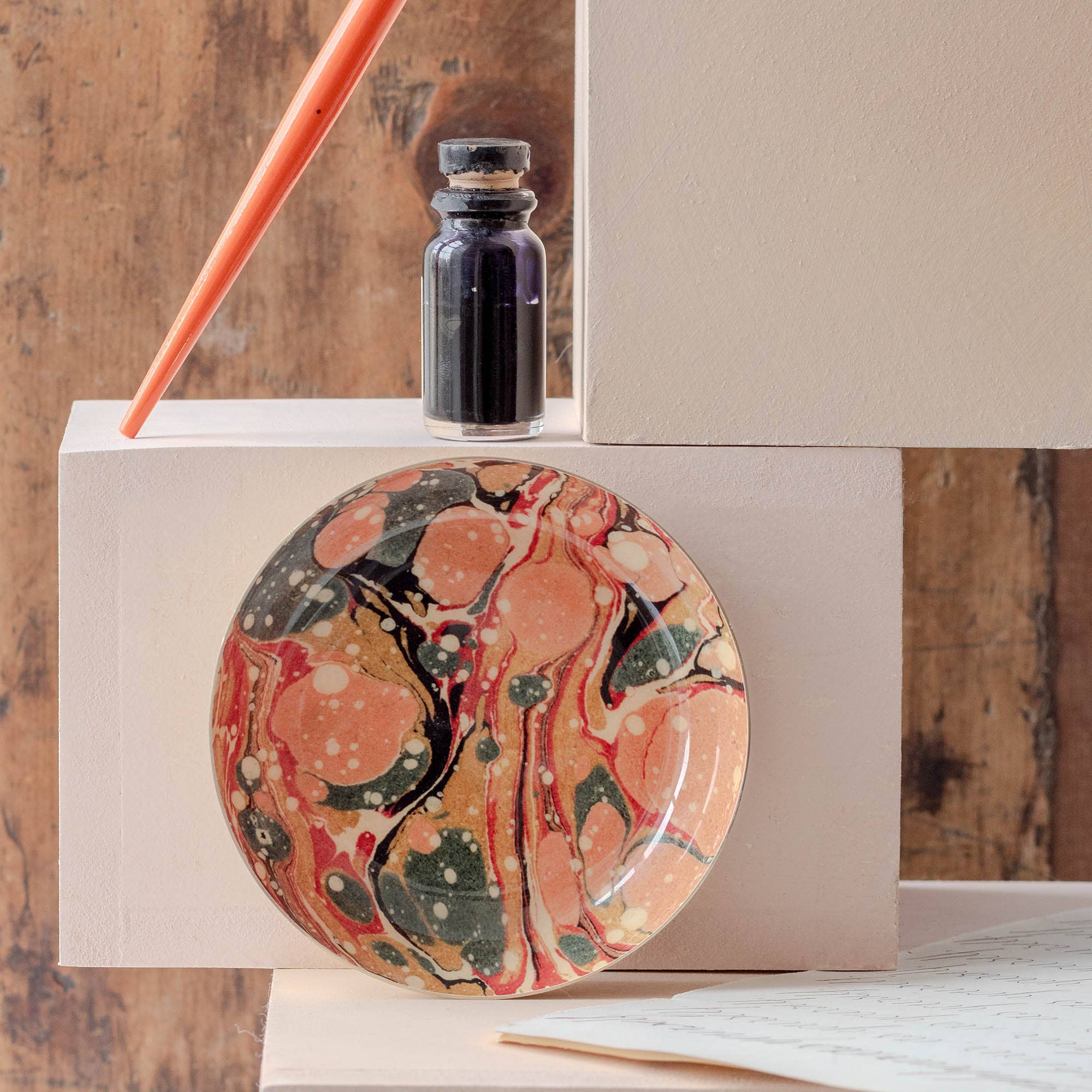 Round Enamel Tray | Marbled
