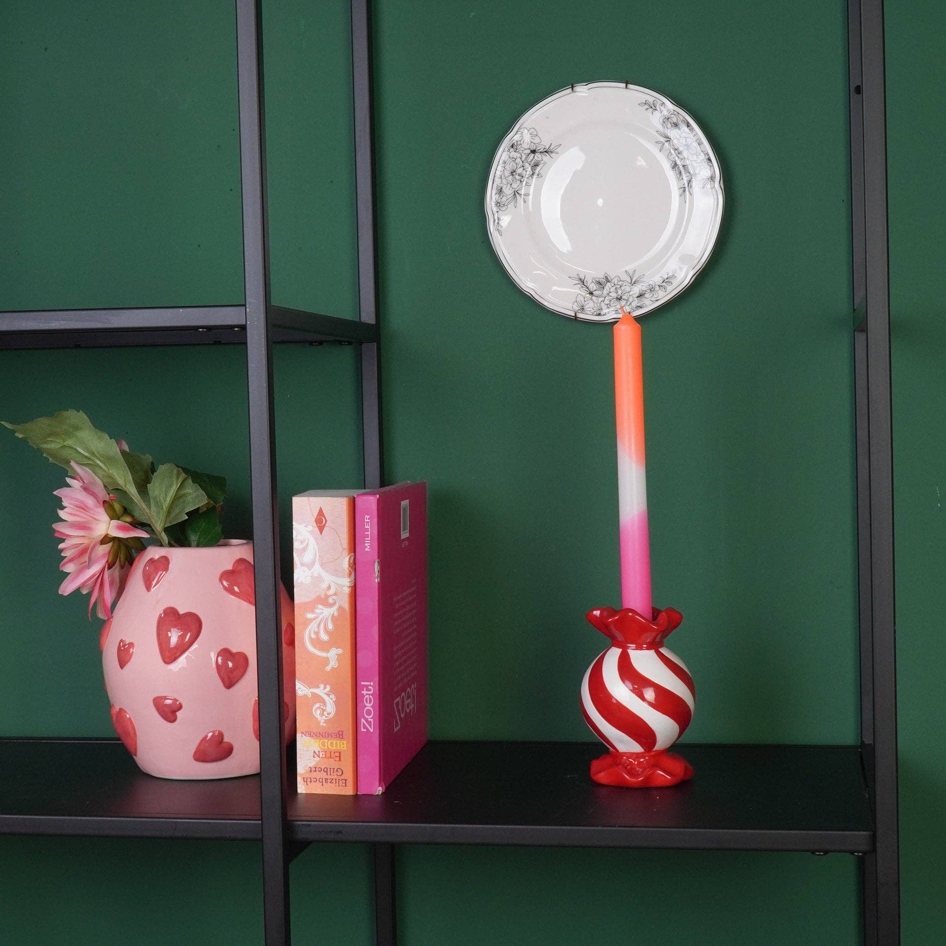 Toffee Candy Candle Holder | Red & White