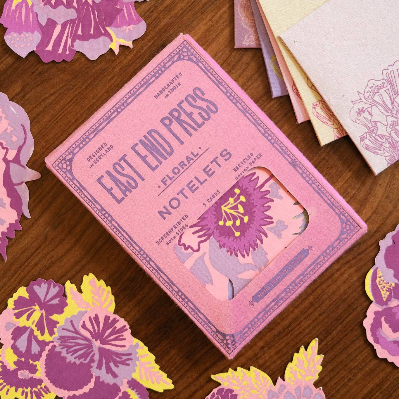 Screen Printed Floral Notelet Set