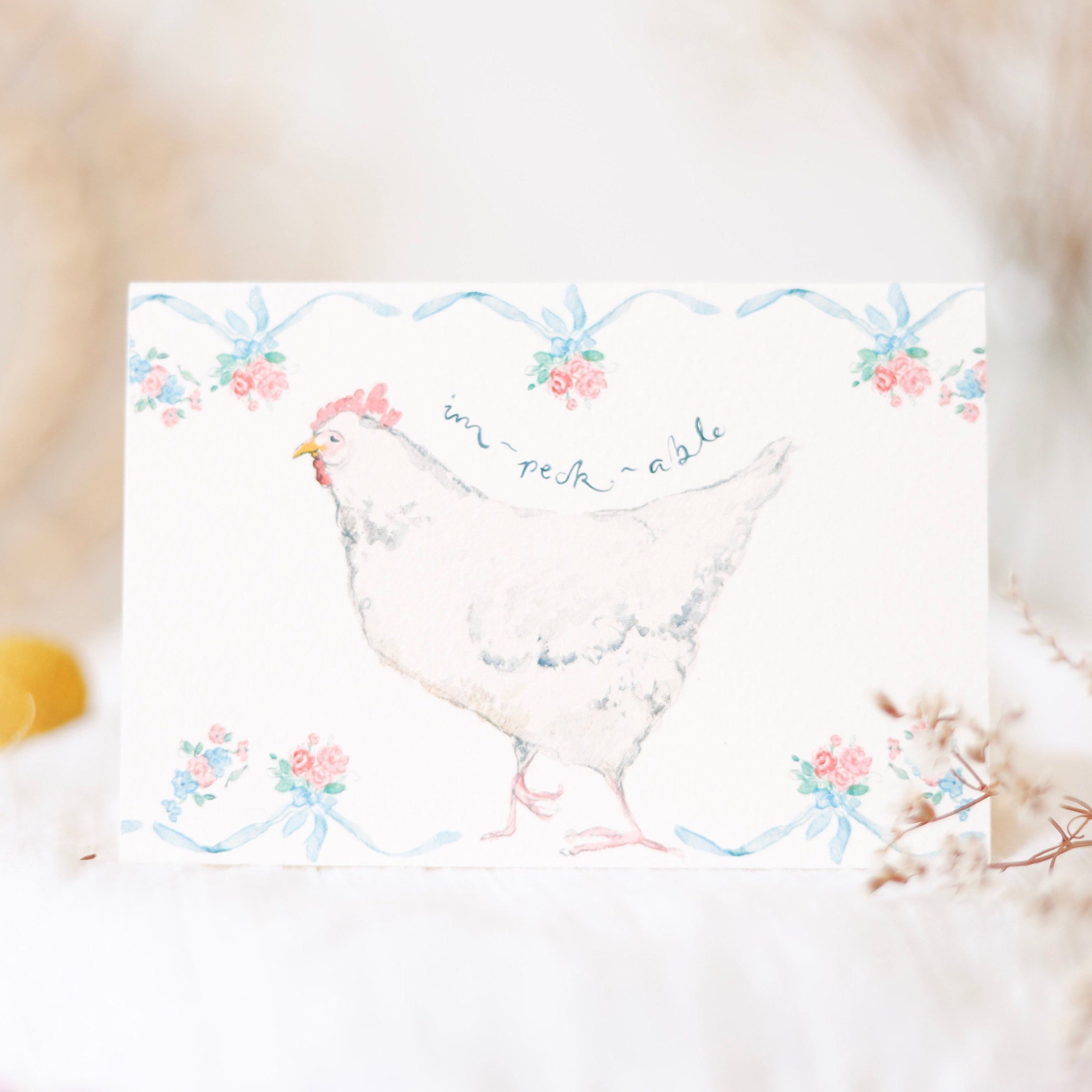 Im-peck-able Hen Greetings Card