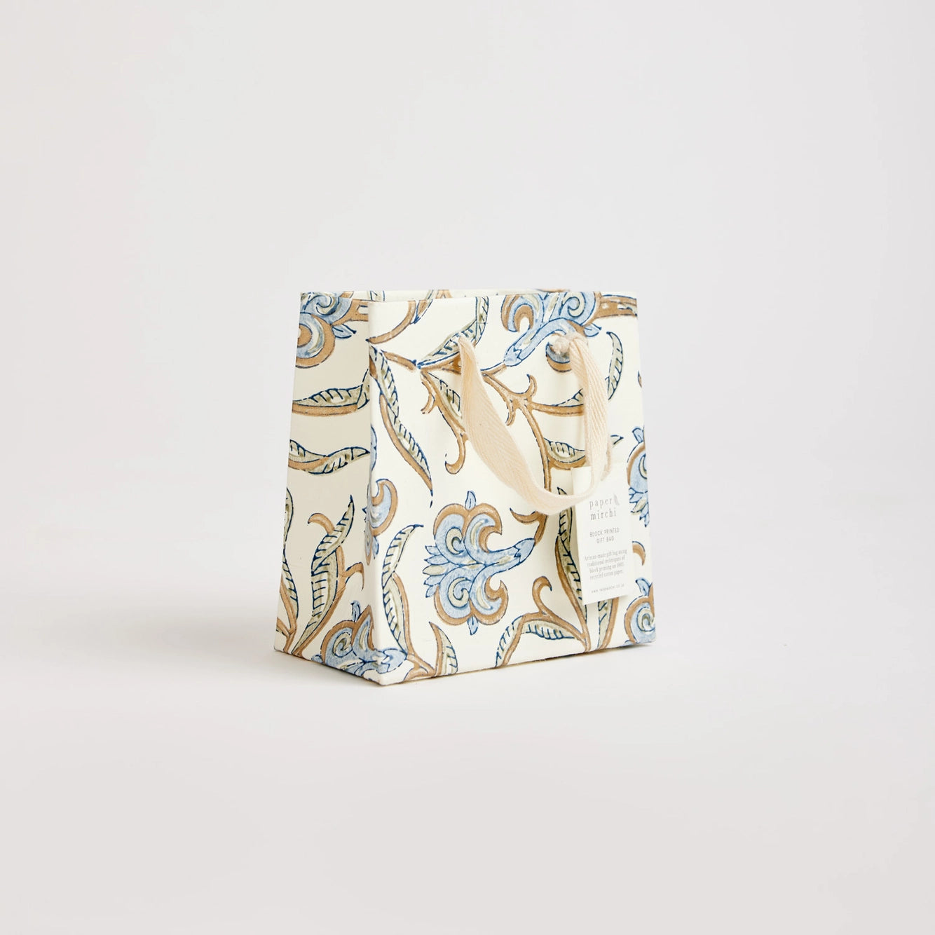 Block Printed Gift Bags | 3 Blue Designs & 3 Sizes Available
