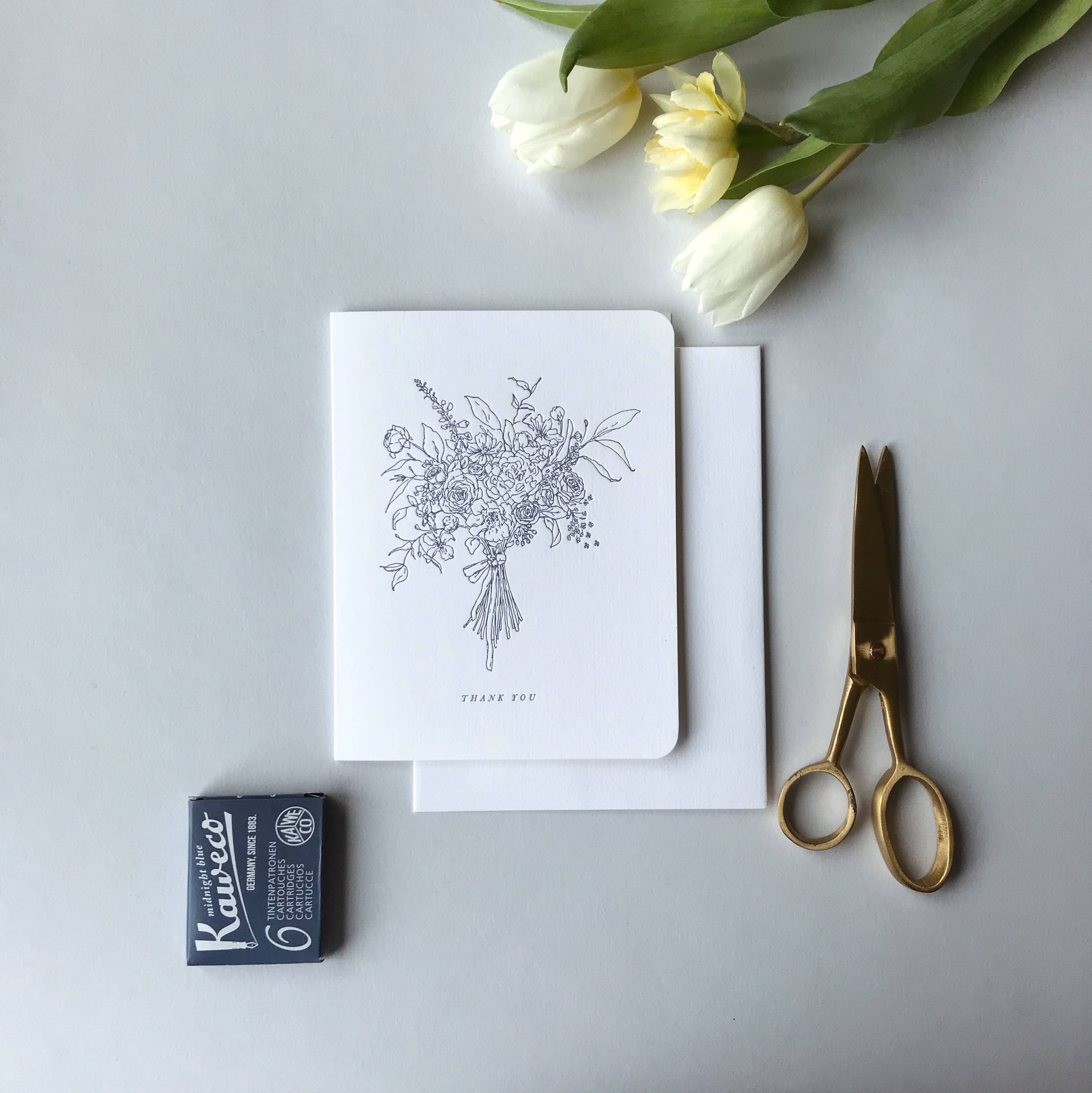 'Thank You' Floral Letterpress Card