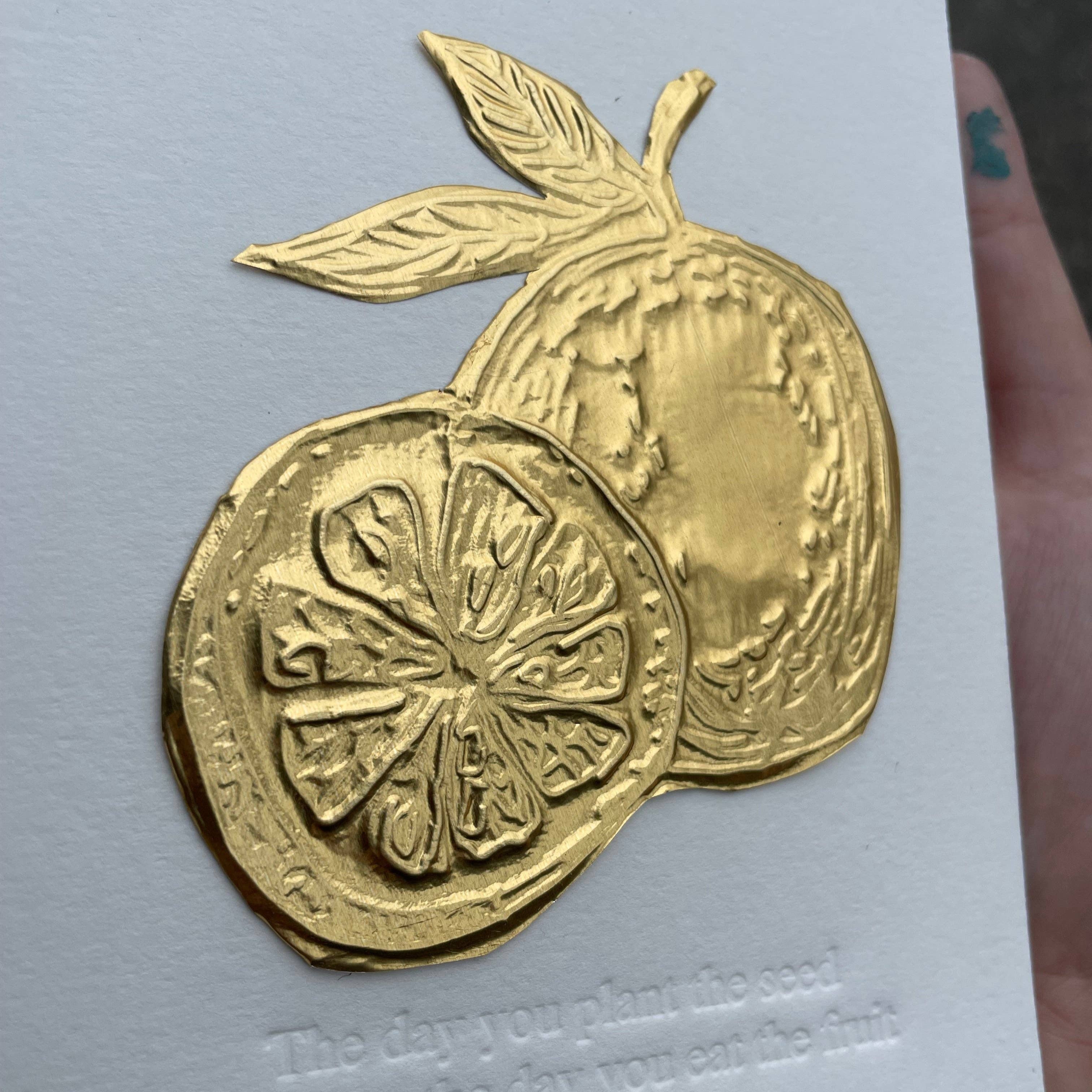 Embossed Tin Fruit Mounted on paper