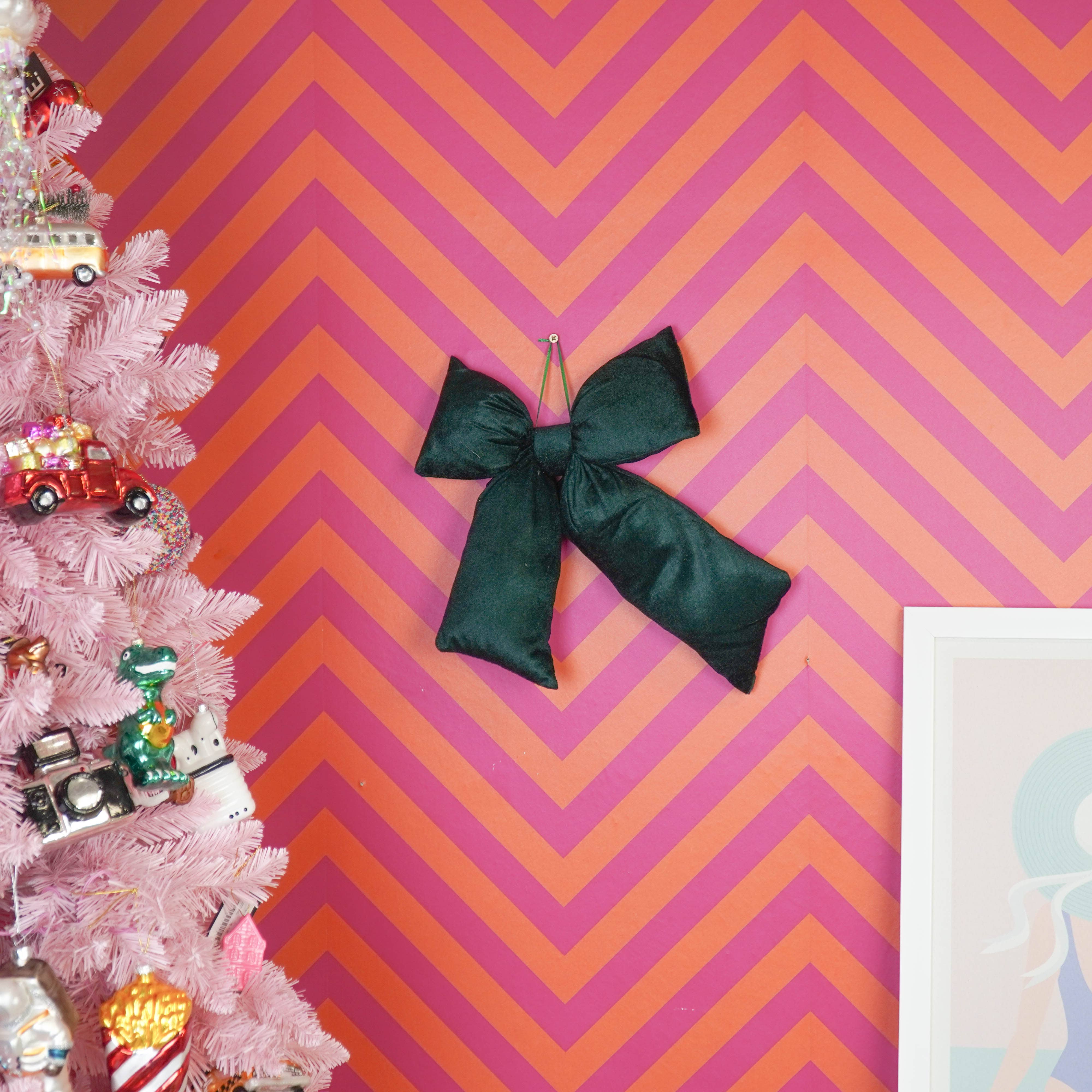 Green Velvet Fabric Bow Christmas Decoration