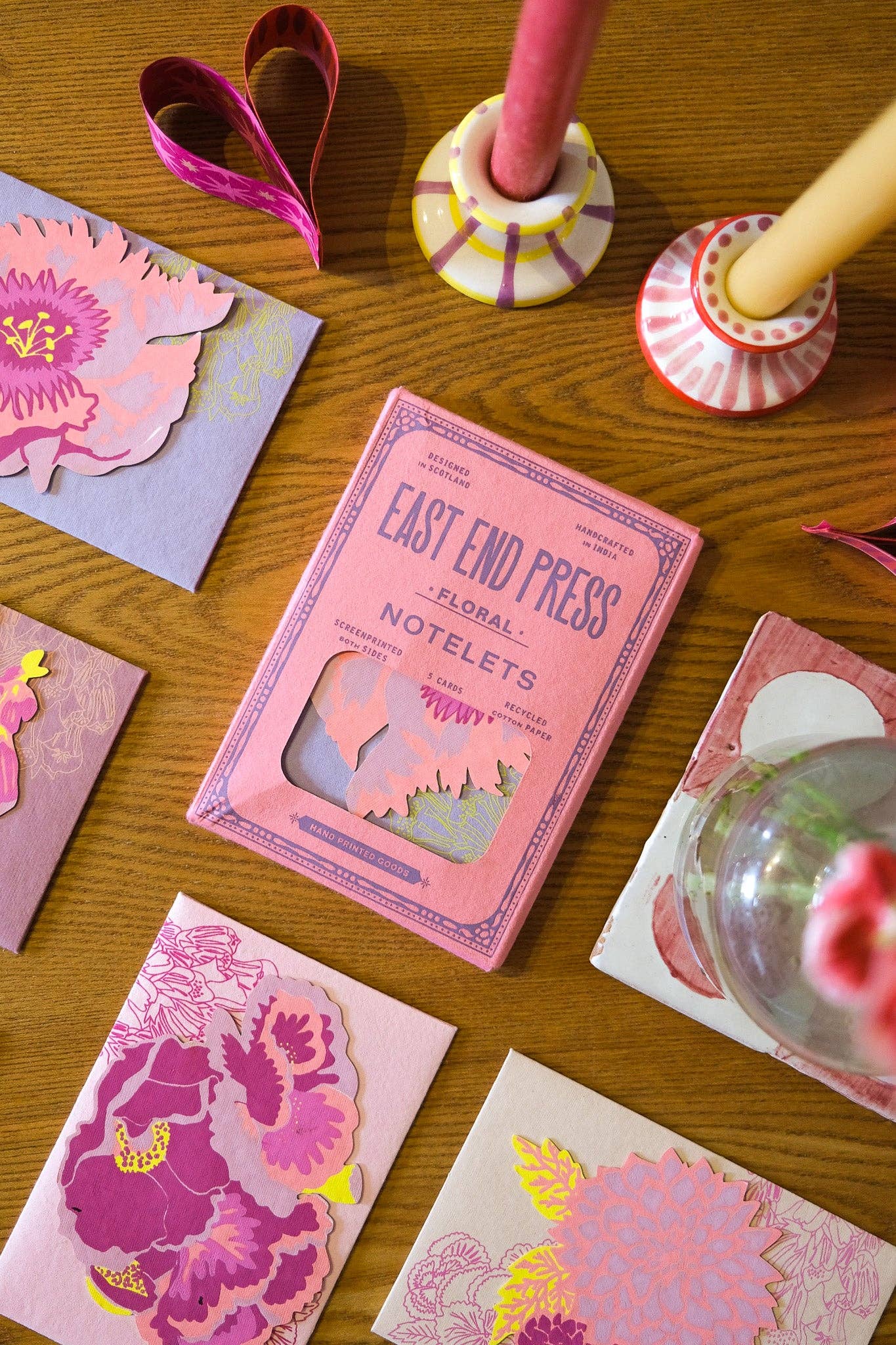 Screen Printed Floral Notelet Set