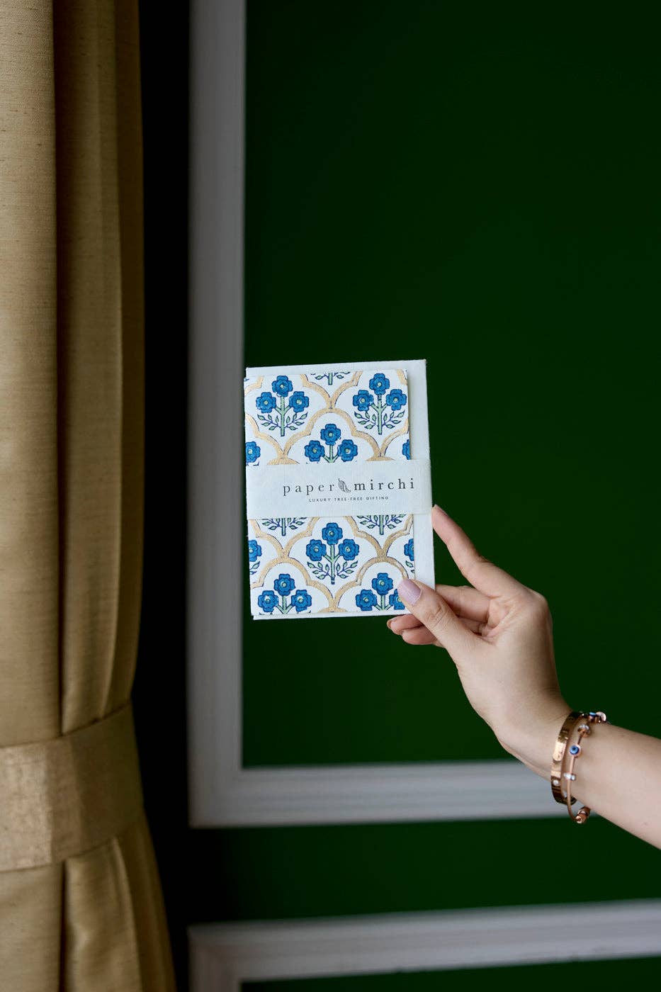 Hand Block Printed Greeting Card | Trellis Indigo