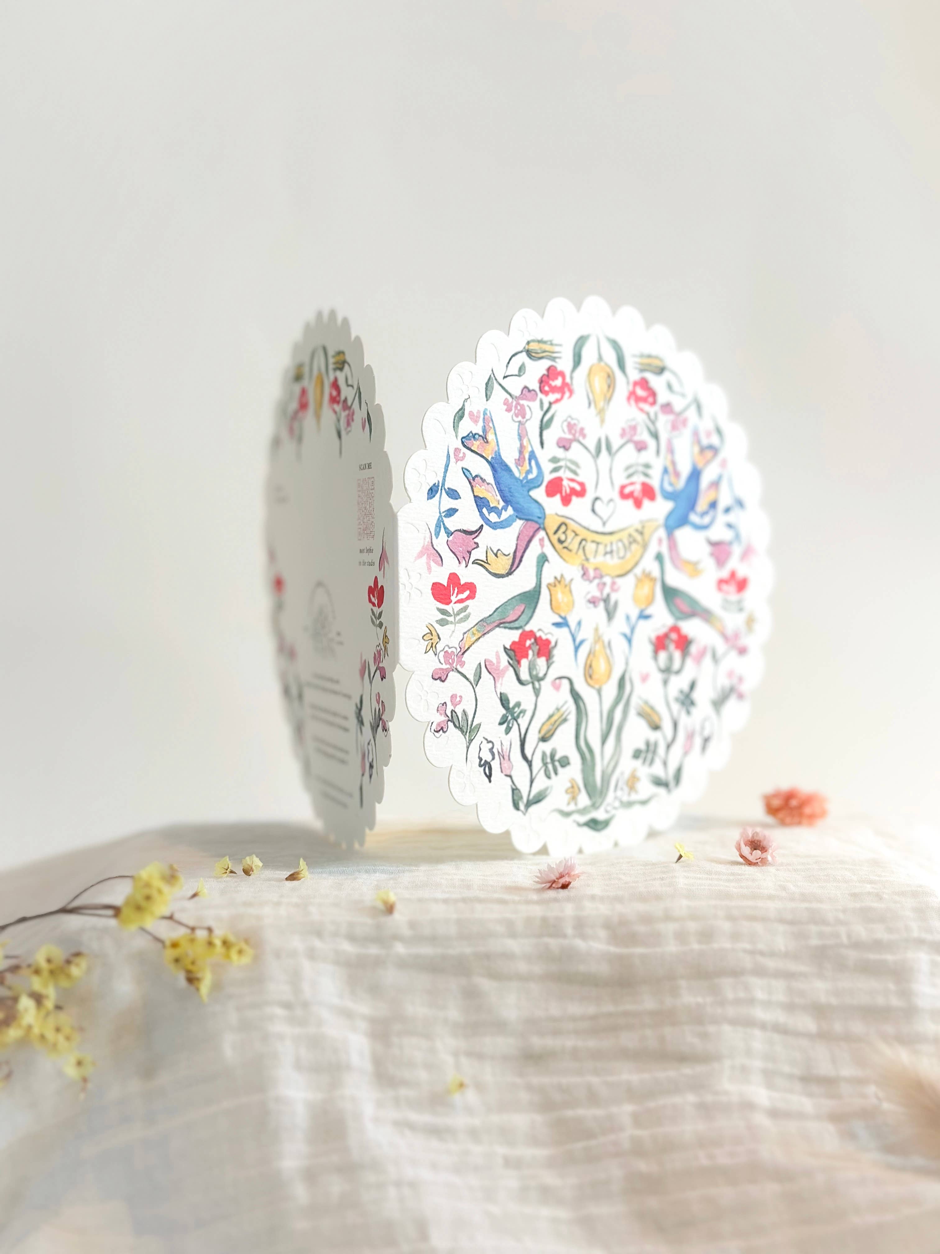 Birthday Folk Circular Embossed Birthday Card