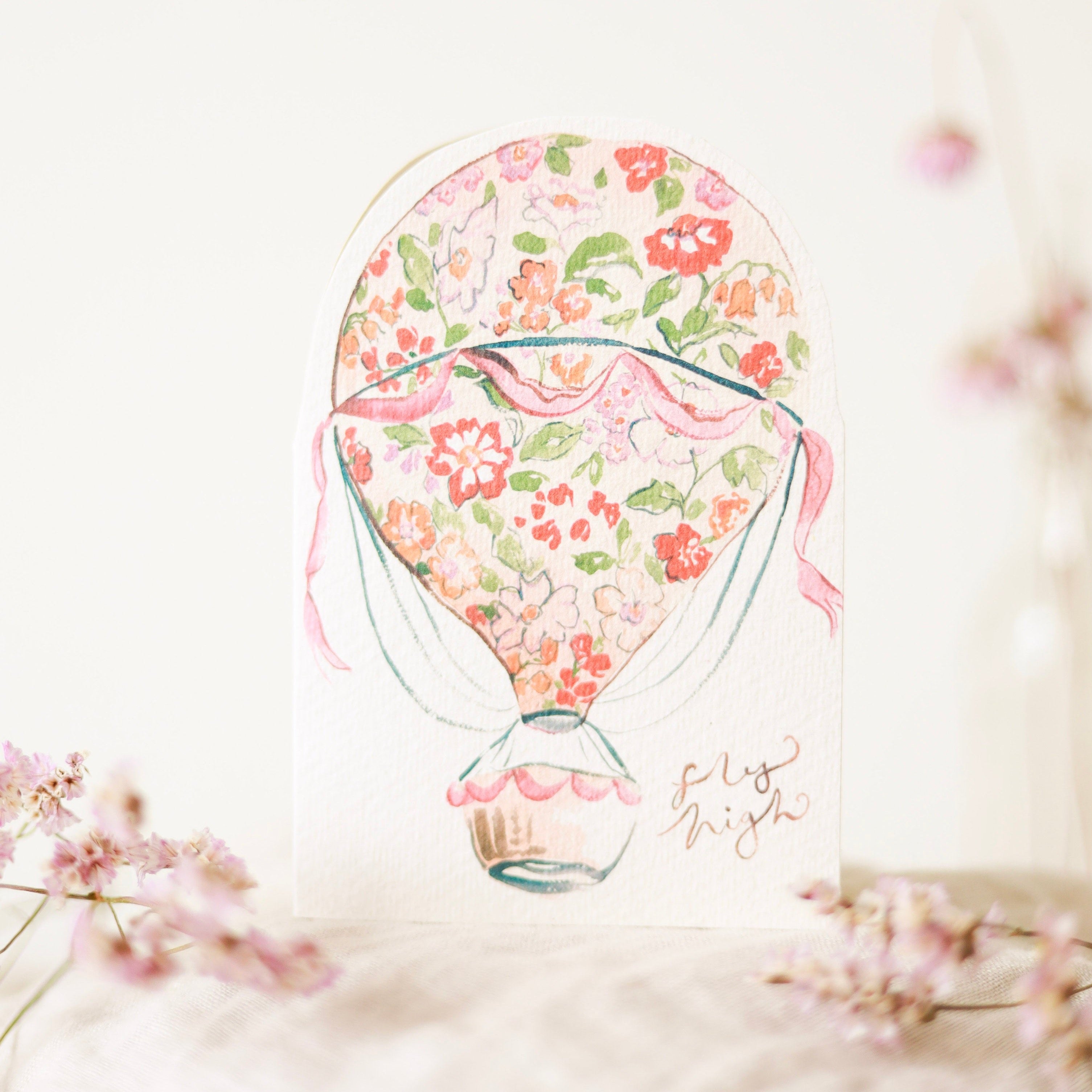 Fly High Hot Air Balloon Hand Cut Greetings Card