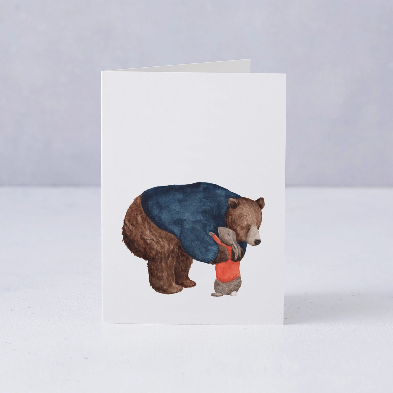 Bear and Rabbit Hug Greetings Card