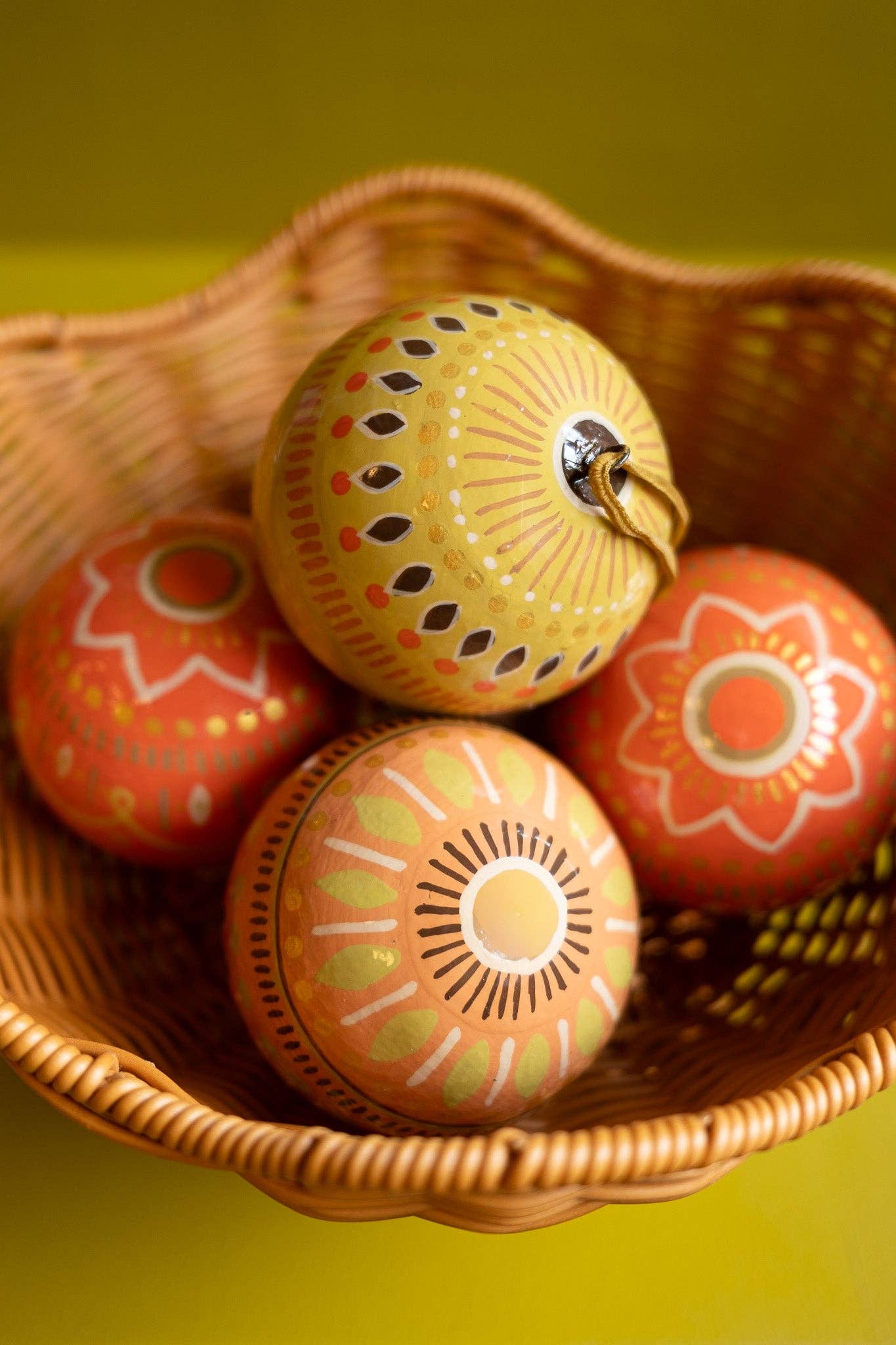 Yuletide Gold Paper Mache Baubles | 3 Designs Available