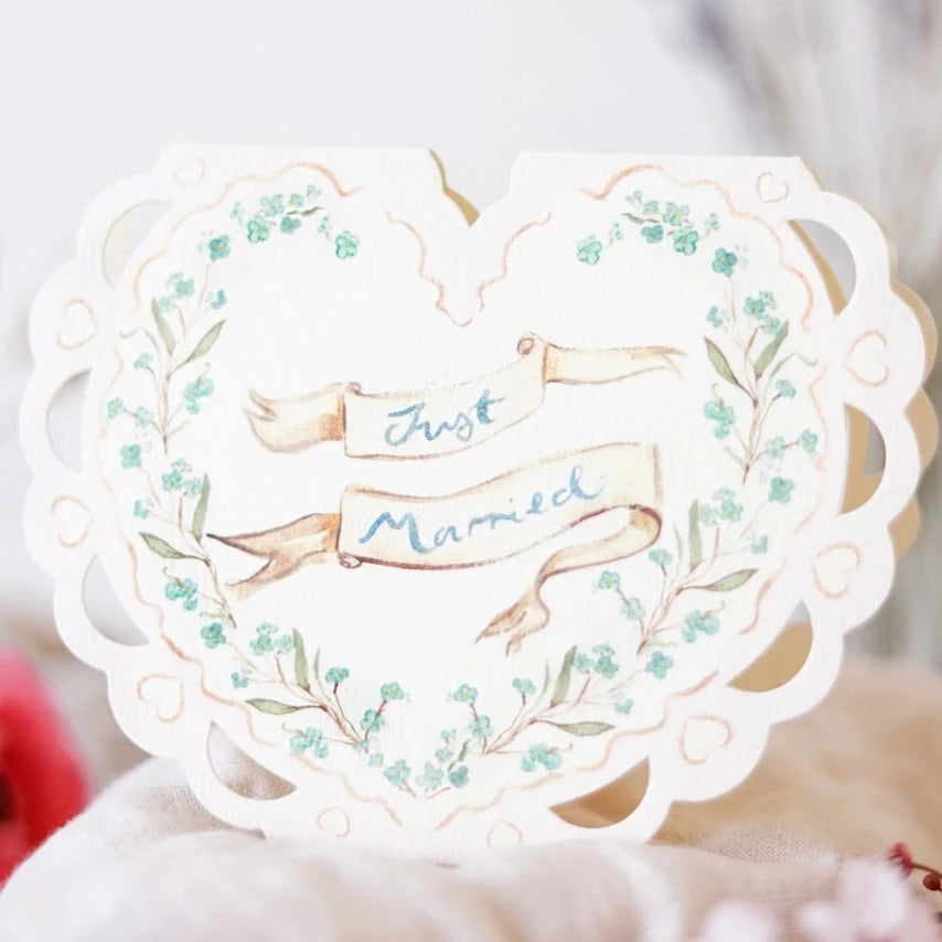 'Just Married' Heart Shaped Die Cut Card