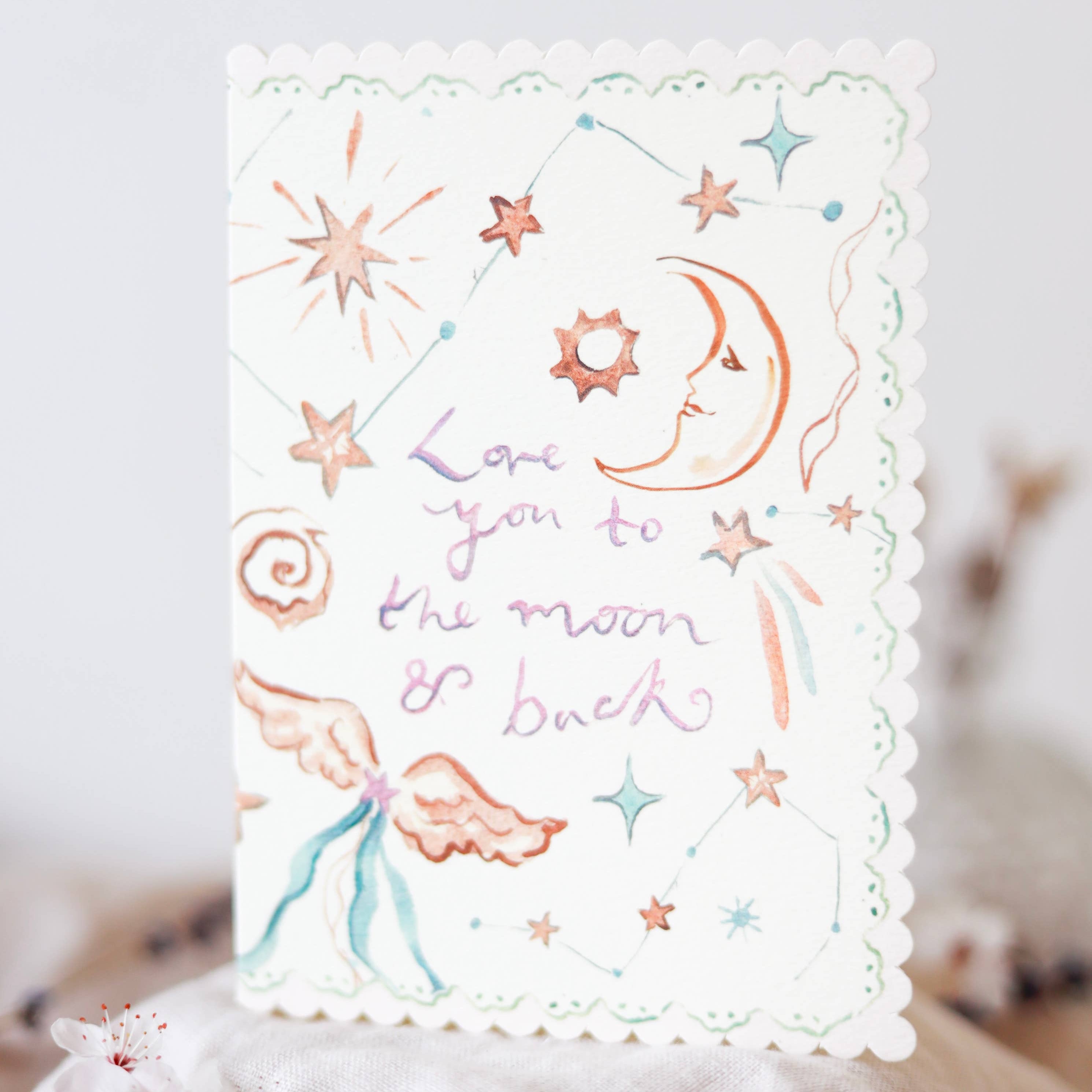 Love you to the moon & back - scalloped edge card