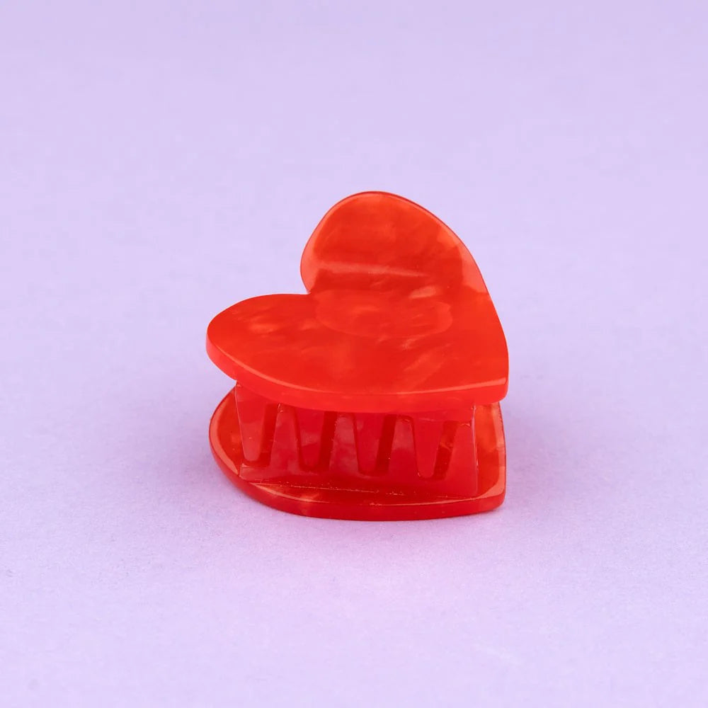 Red Heart Mini Hair Claw