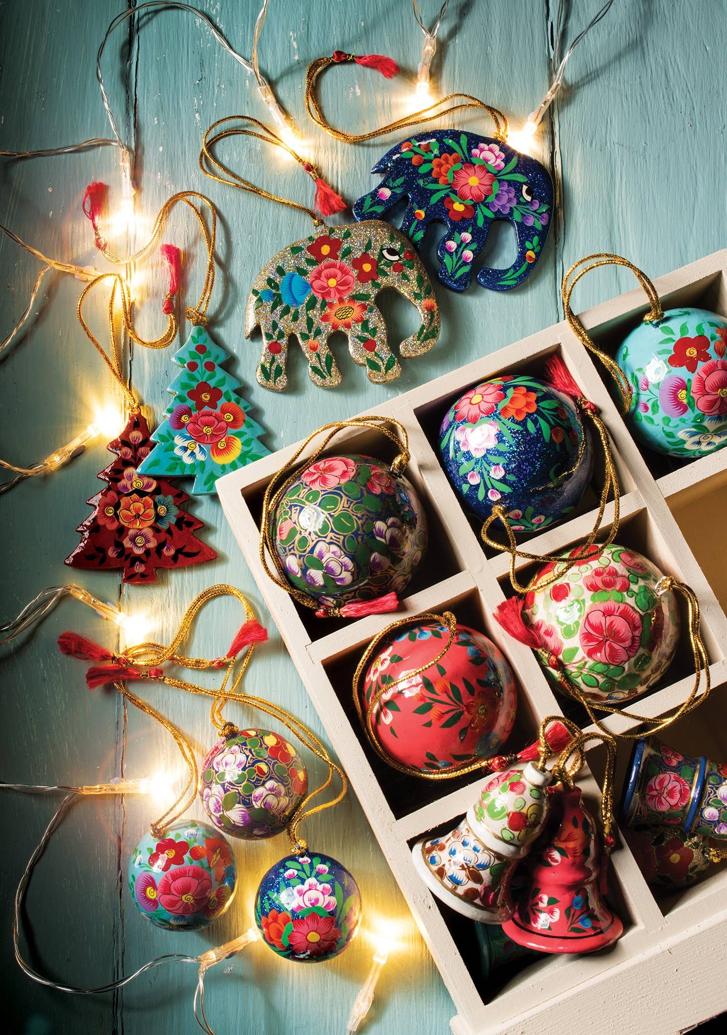 Large Hand Painted Papier Mache Bauble | 8 Colours Available