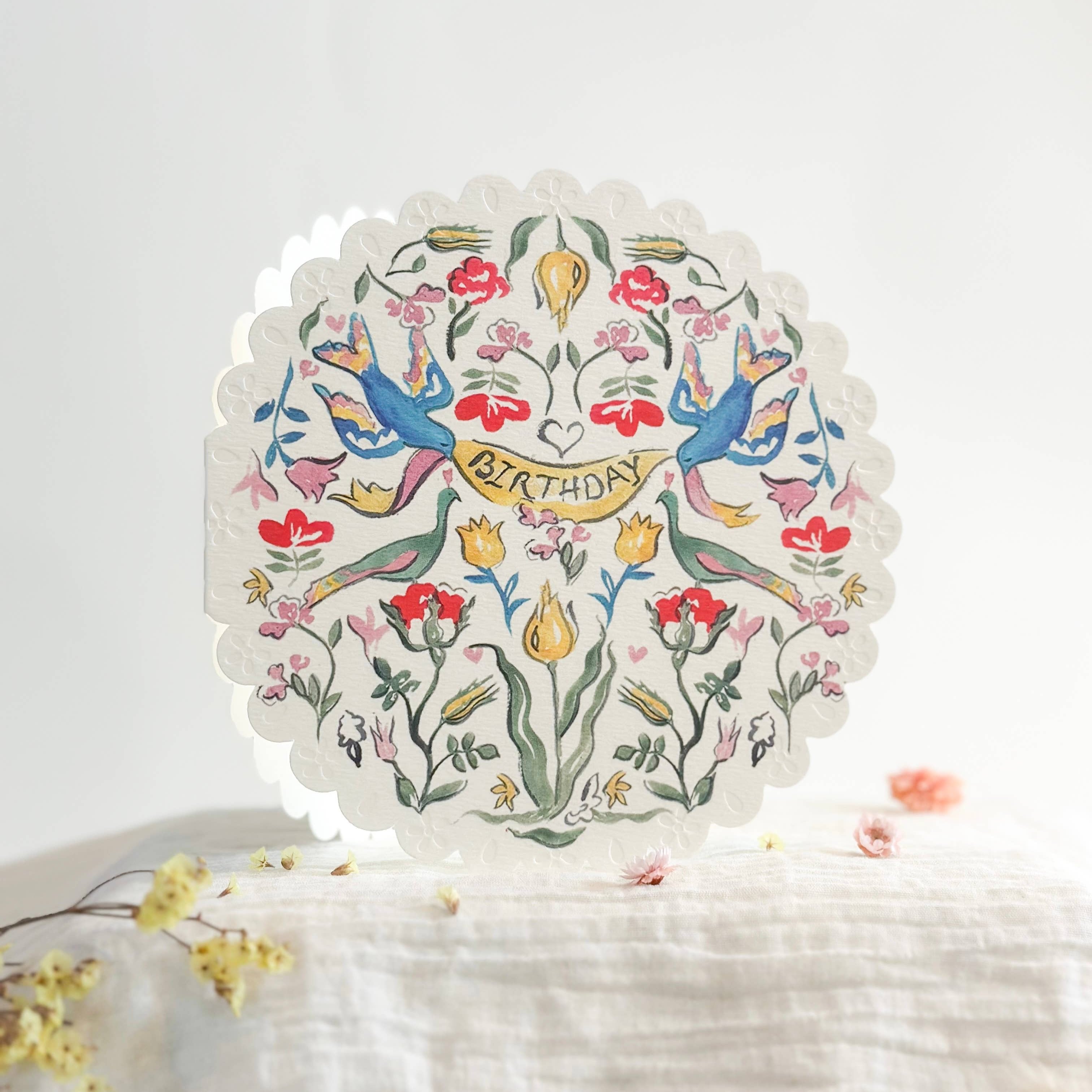 Birthday Folk Circular Embossed Birthday Card