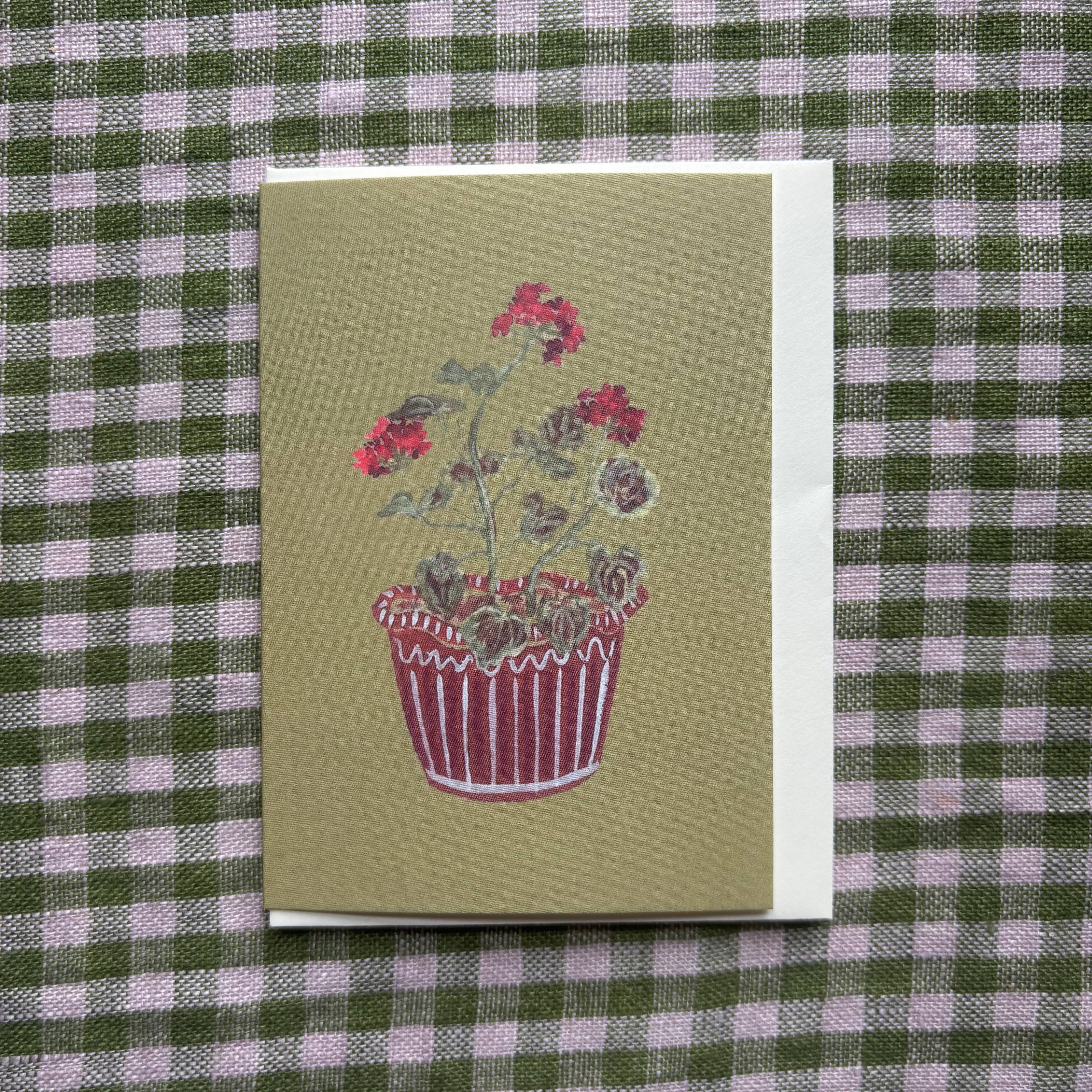 Red Geraniums mini card
