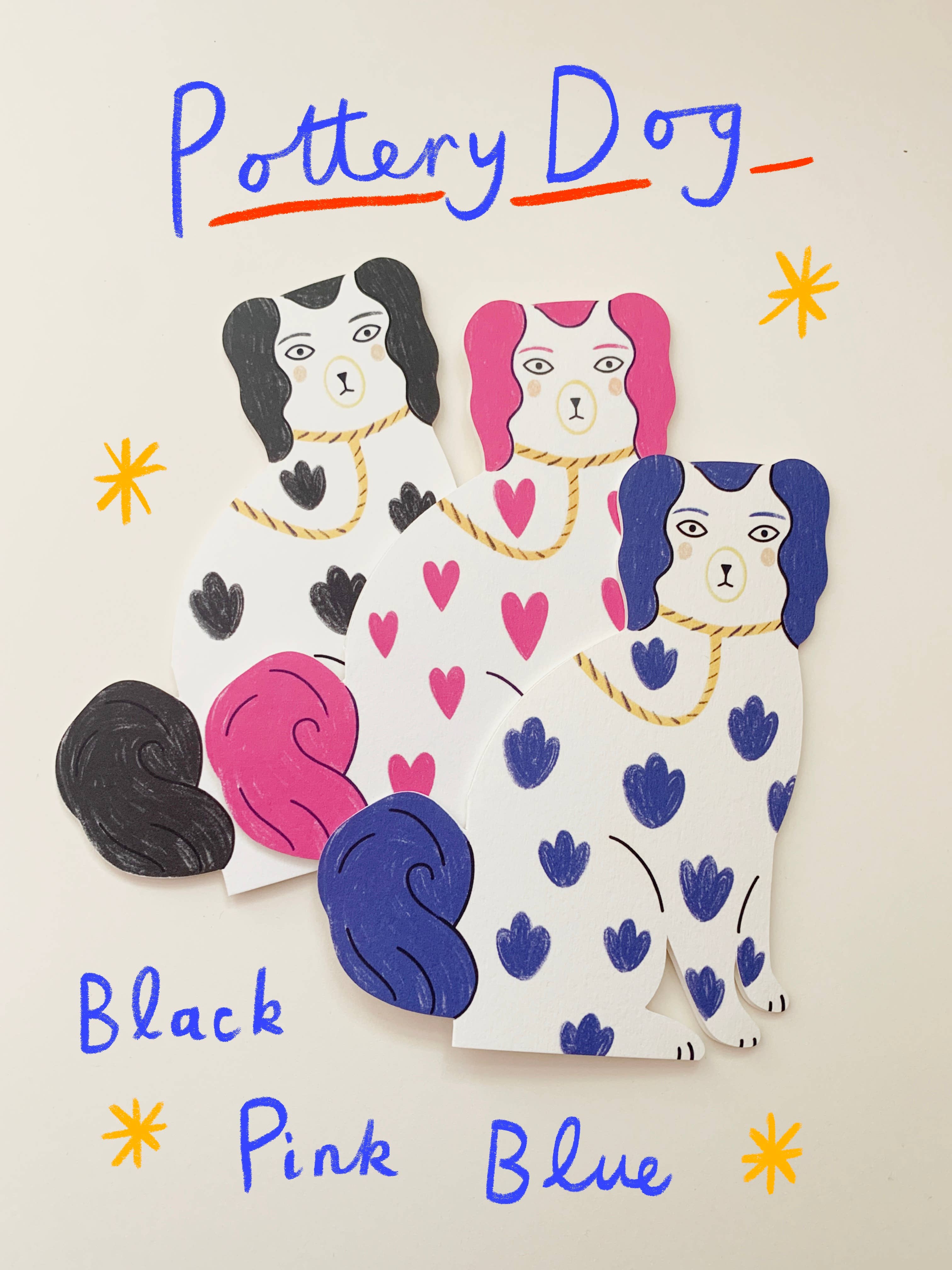 Die Cut Pottery Dog Shaped Card