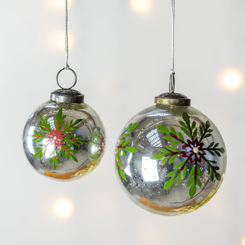 Painted Snowflake Bauble Silver