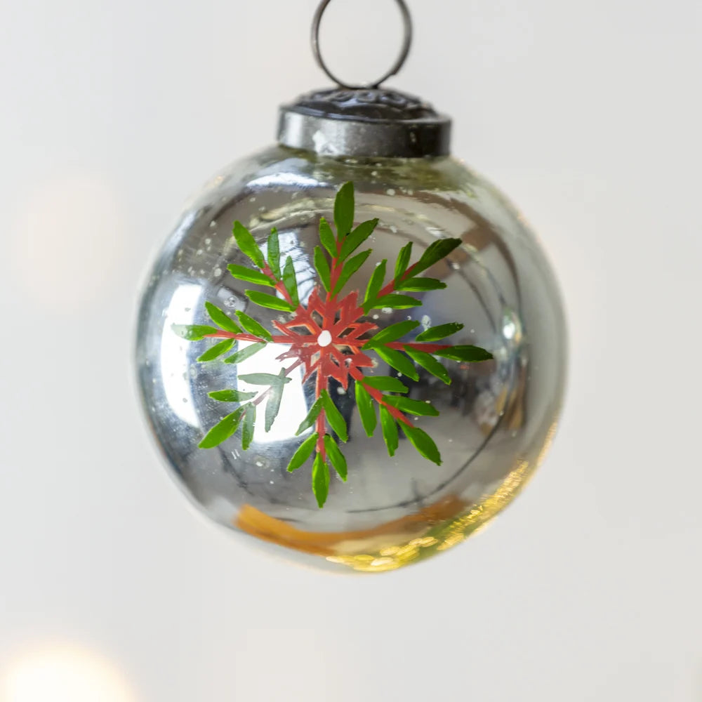 Painted Snowflake Bauble Silver