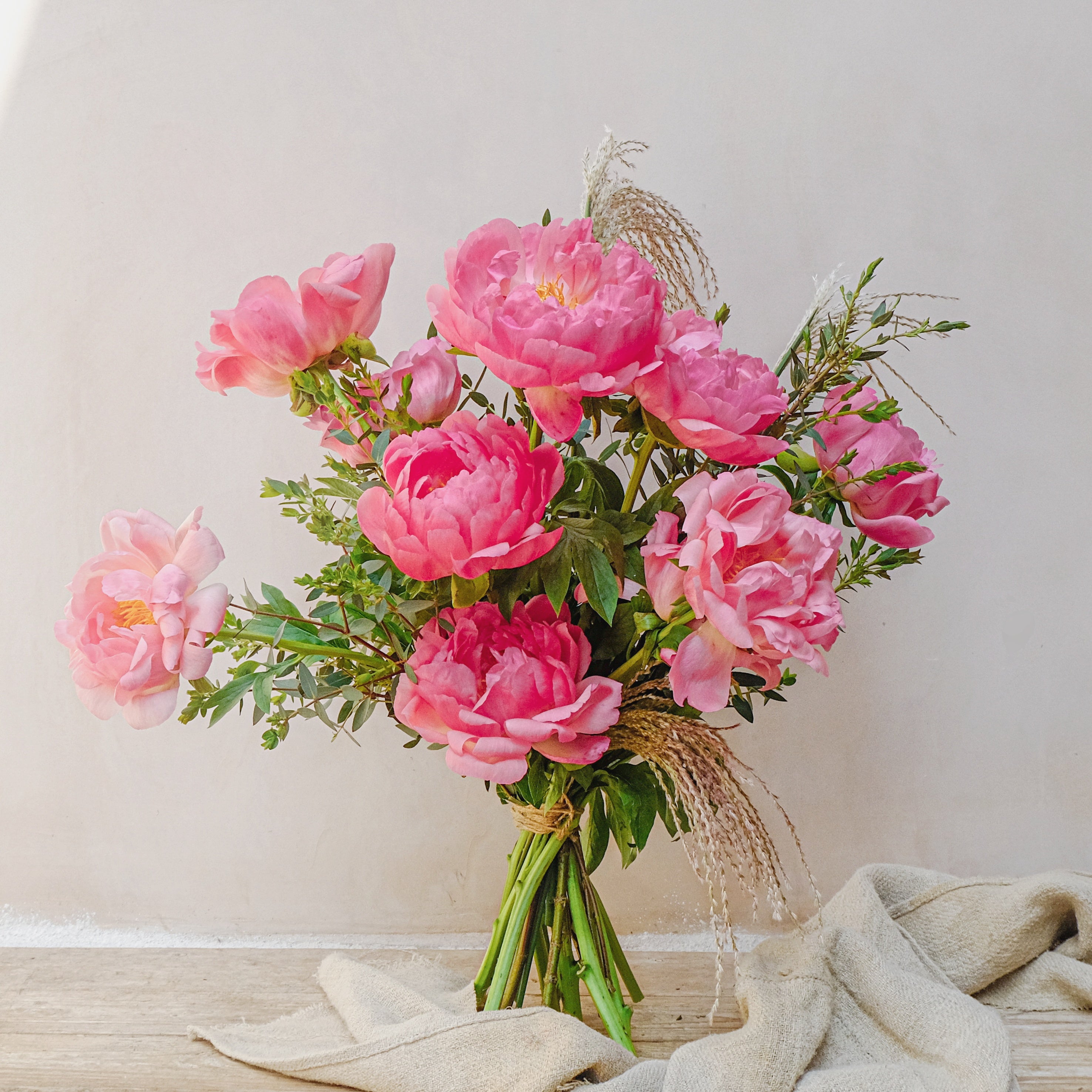 pink peony bouquet to order online from Botanique Workshop London
