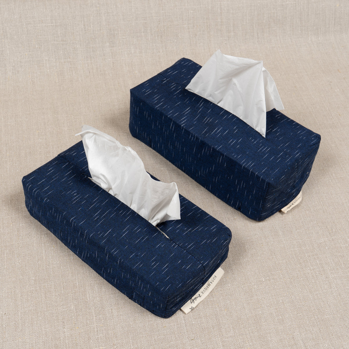 Tissue Box Cover | Ikat Indigo Snow