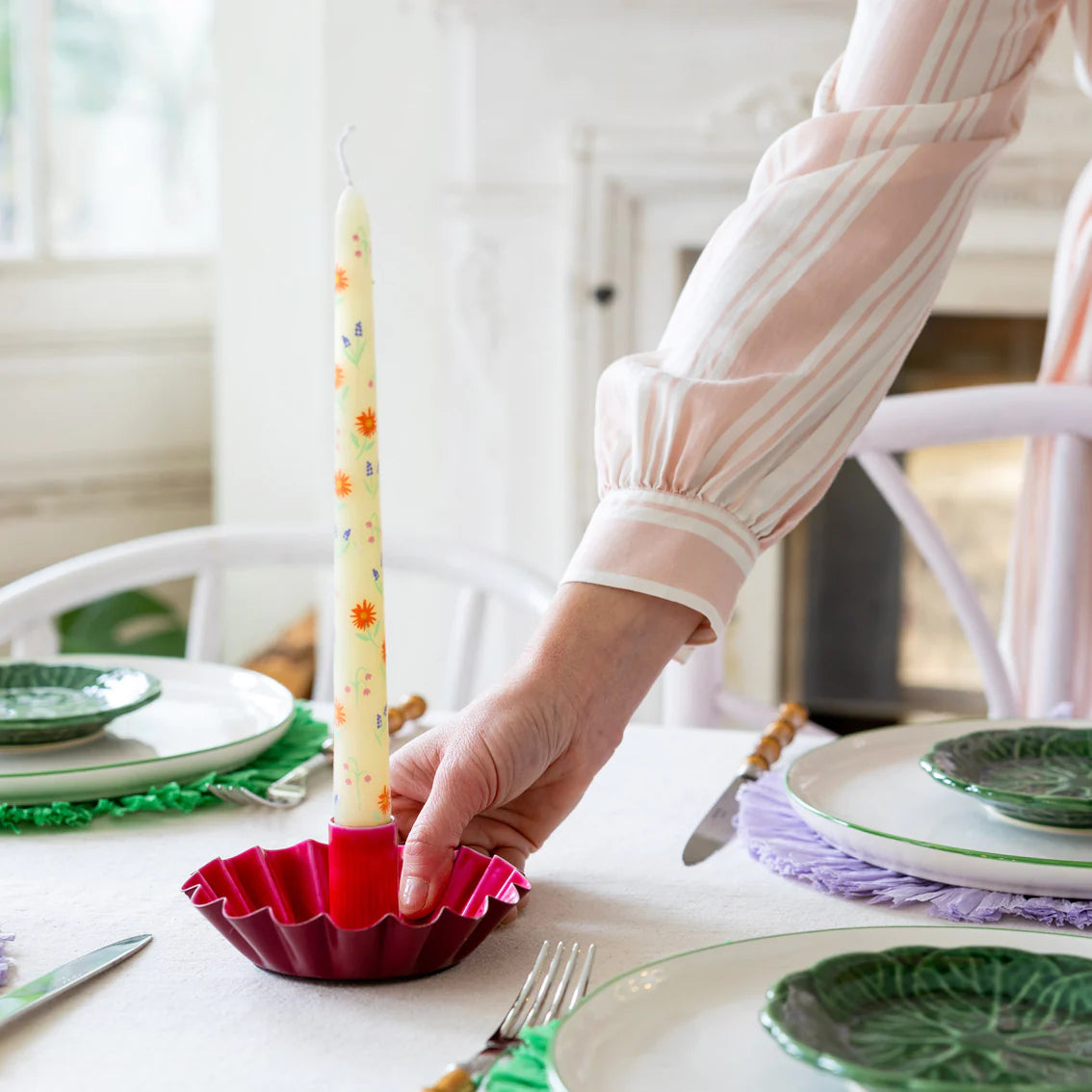 Floral Tapered Dinner Candles