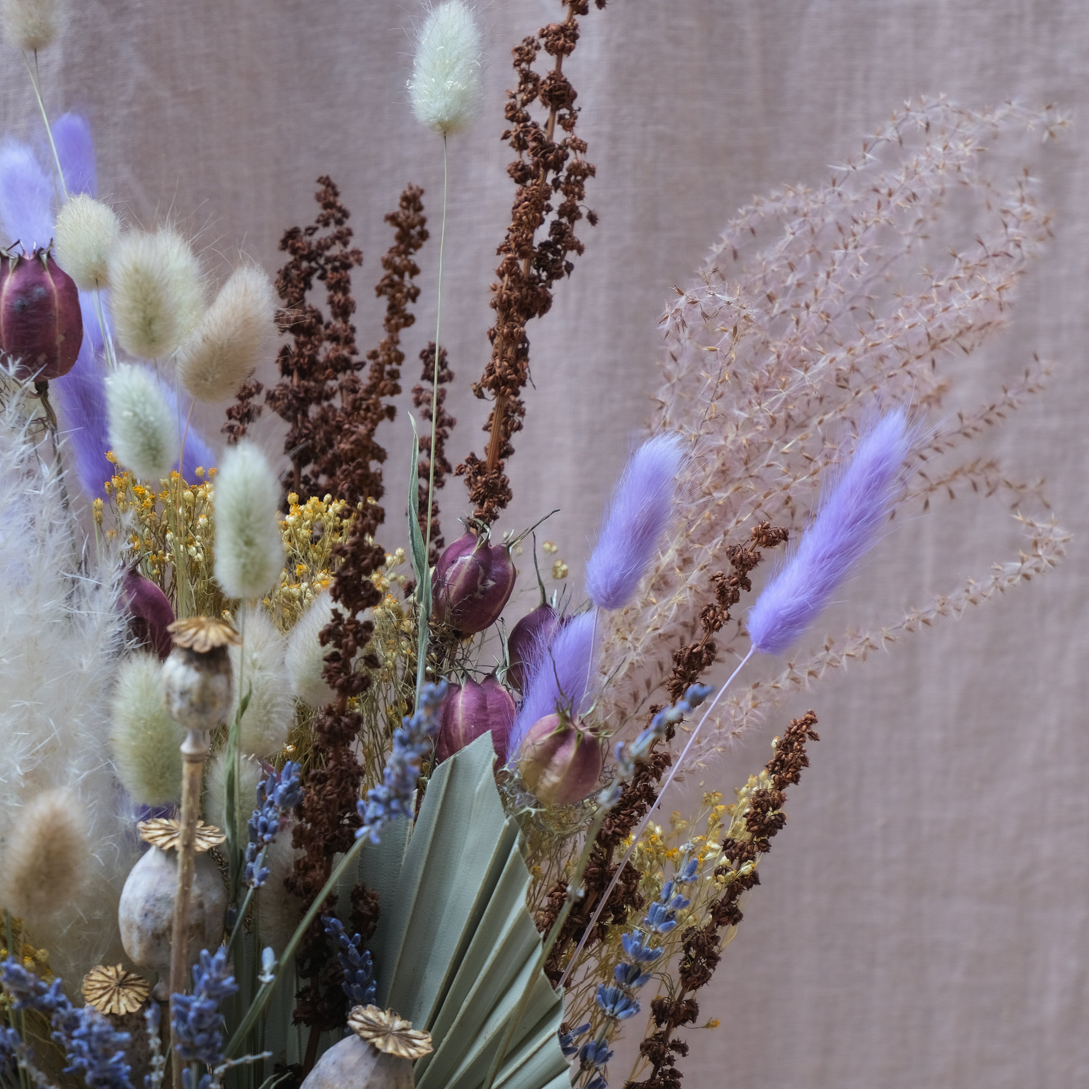 Lavender and Hydrangea purple muted dried flower bouquet