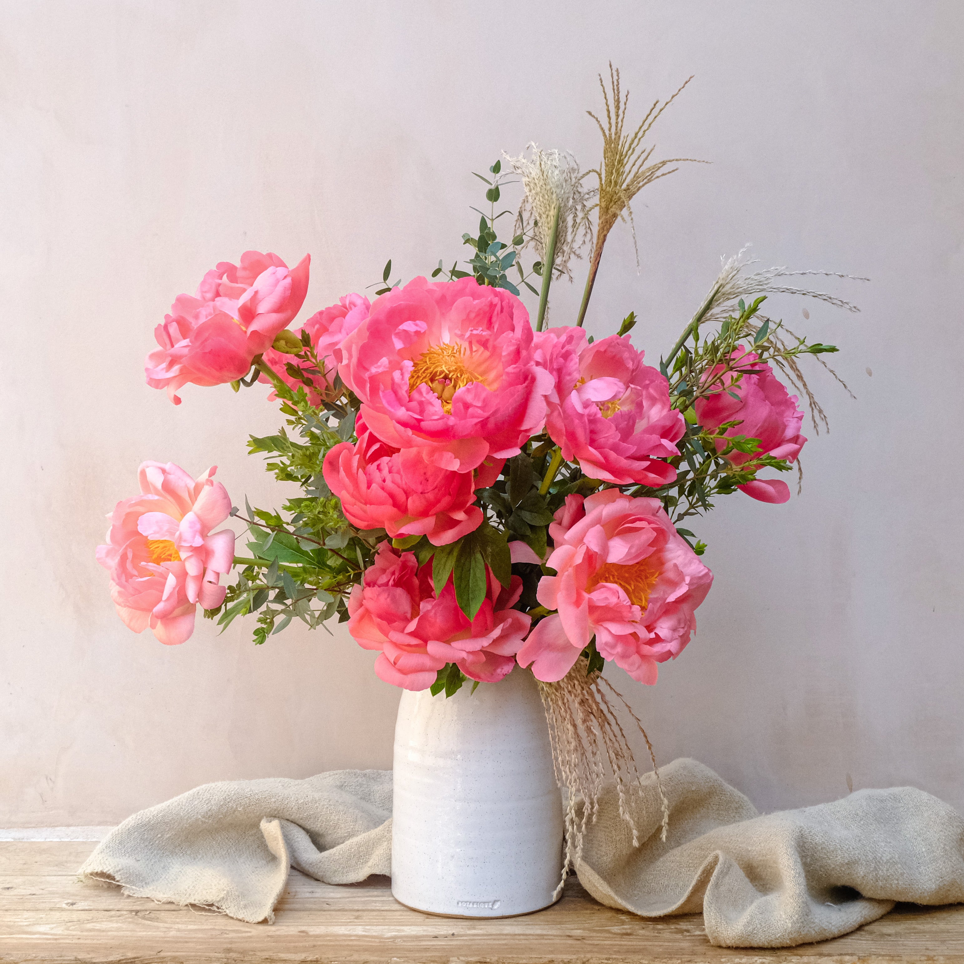 pink peony bouquet to order online from Botanique Workshop London