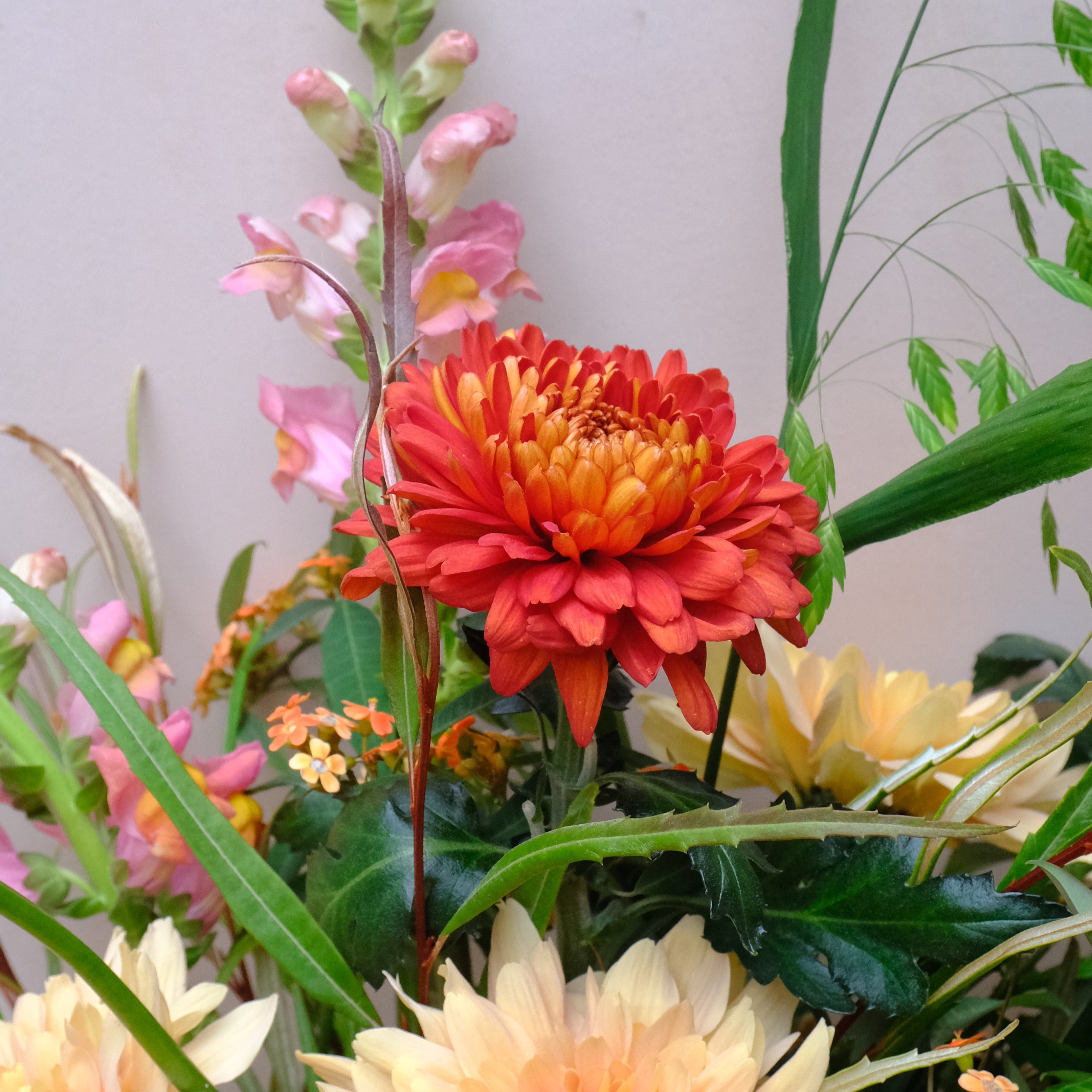 Autumn flowers bouquet with chrysanths, available to order online for London and UK nationwide delivery