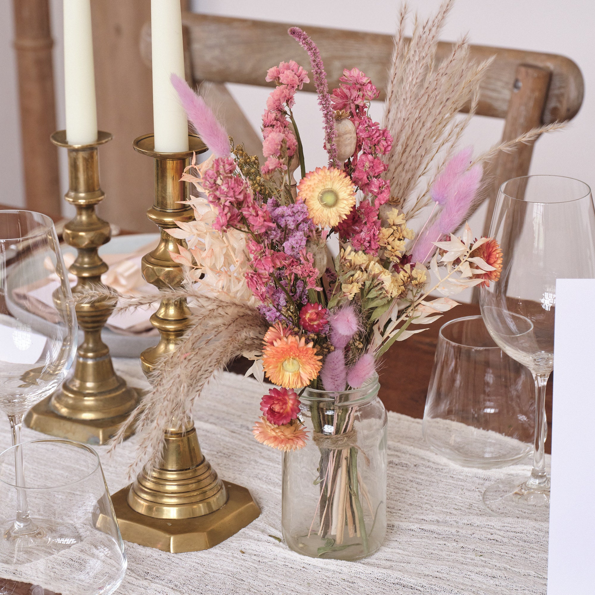 Everlasting Pastels Jam Jar Arrangements