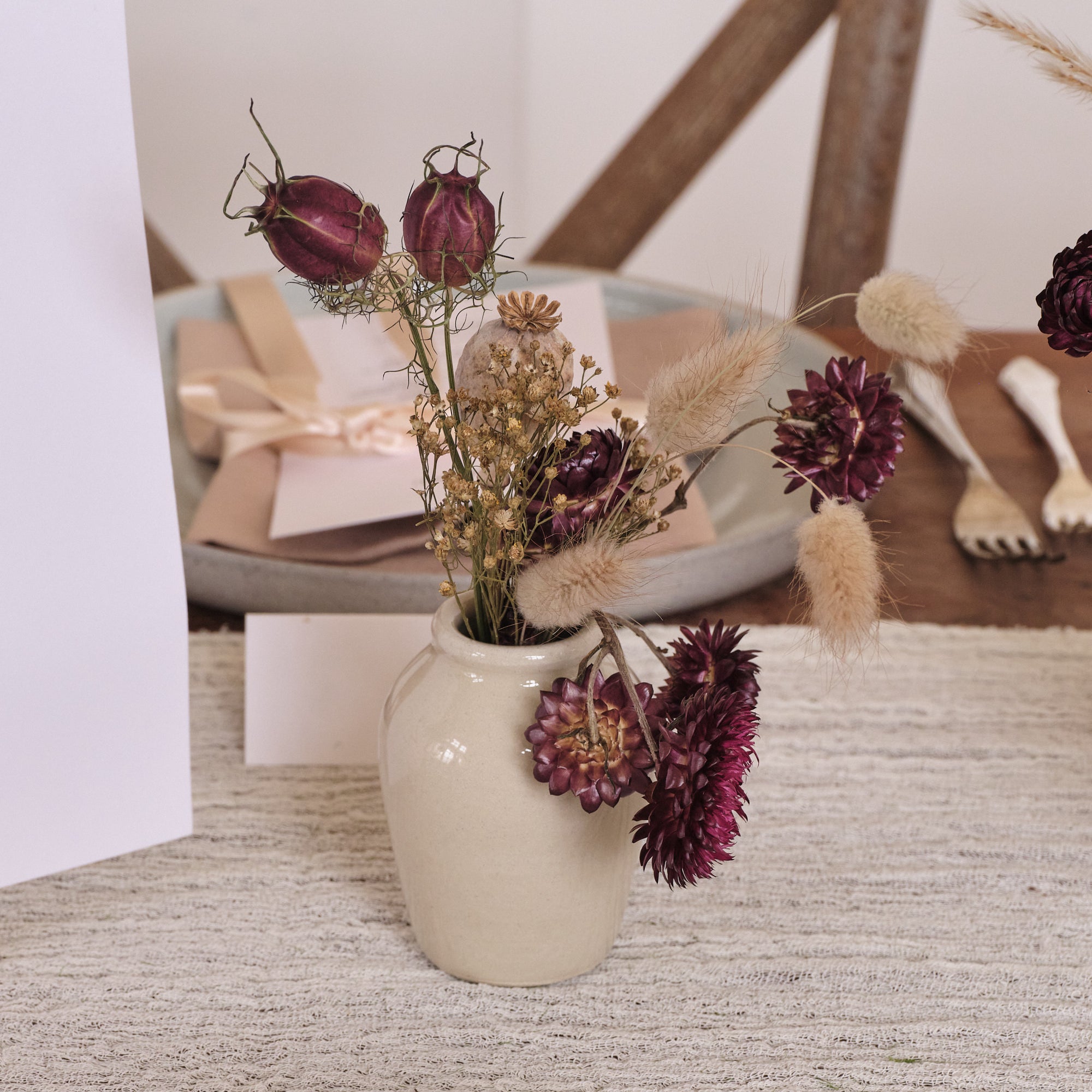 Everlasting Reds Dried Flower Bud Vase Arrangements