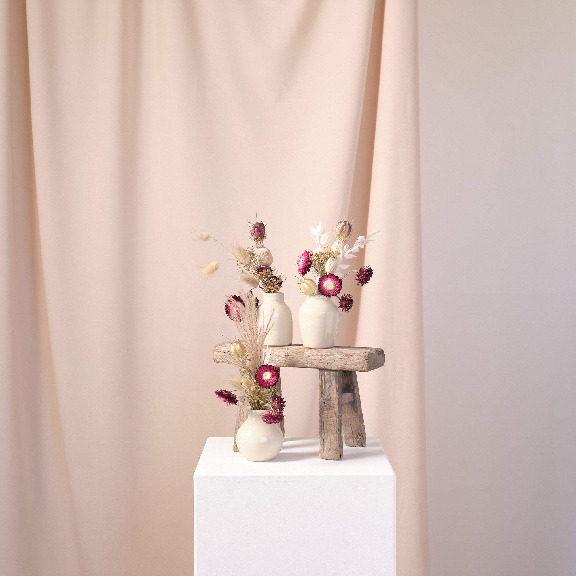 Everlasting Reds Dried Flower Bud Vase Arrangements