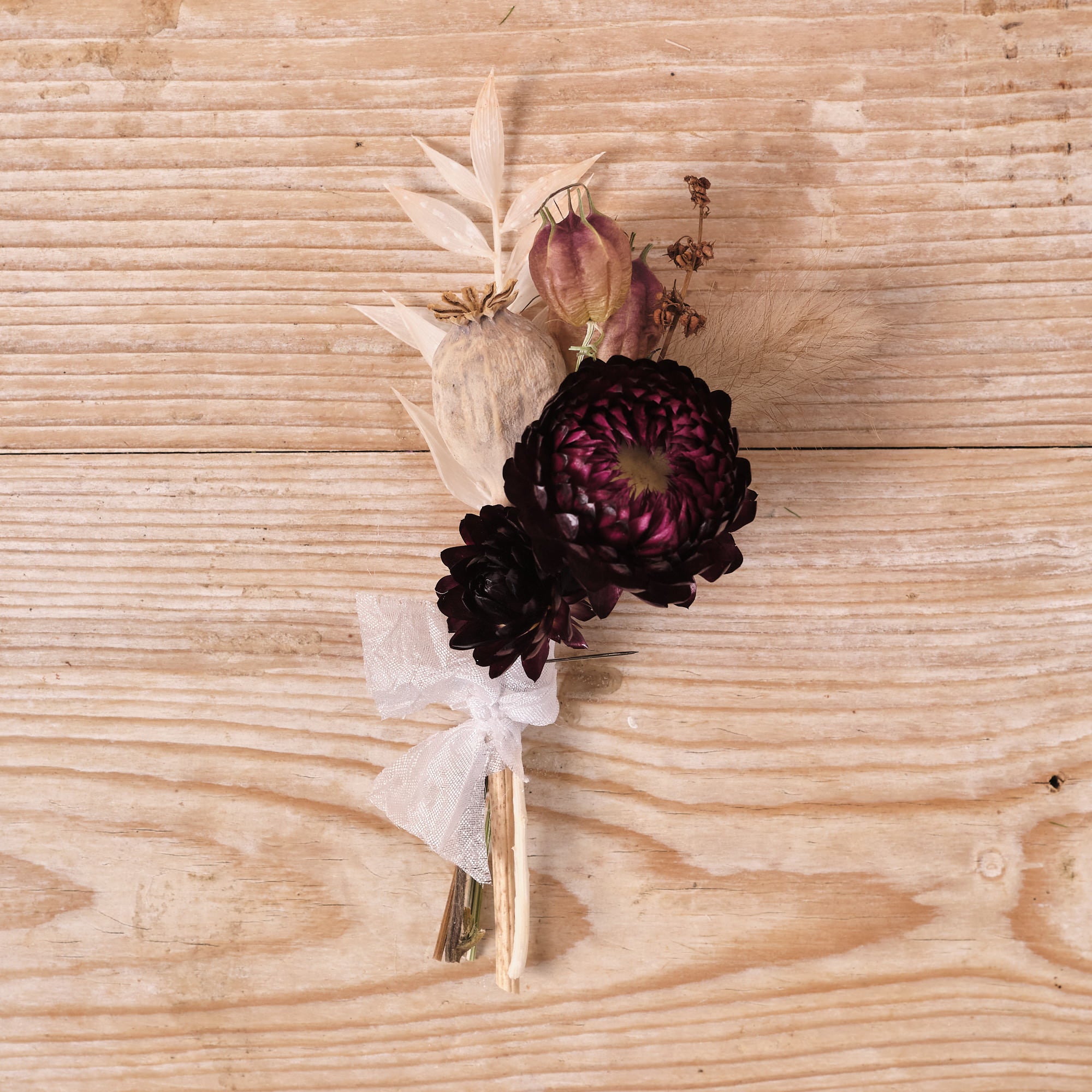 Everlasting Reds Dried Flower Buttonhole