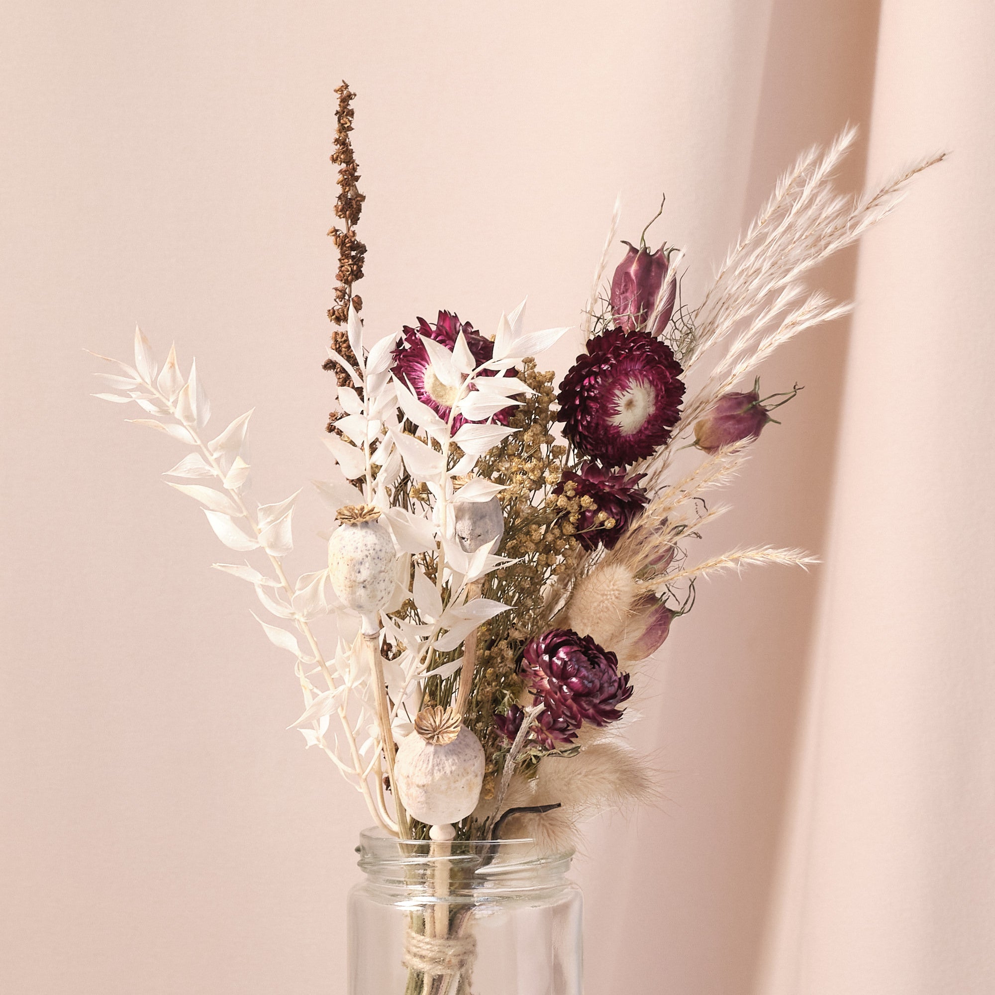 Everlasting Reds Jam Jar Arrangements