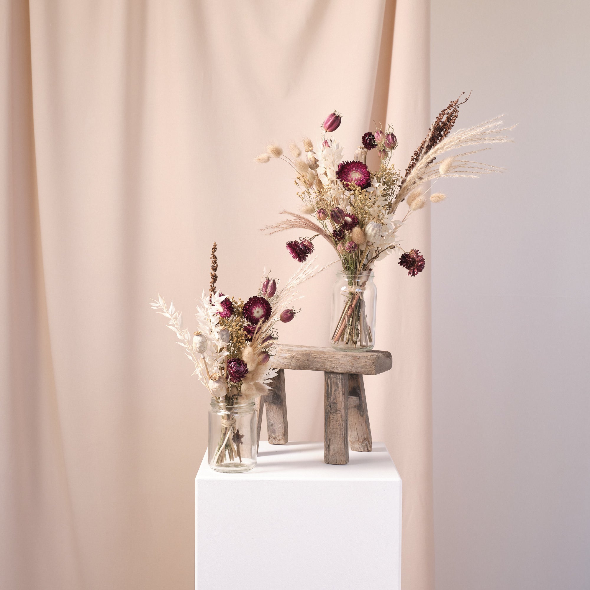 Everlasting Reds Jam Jar Arrangements