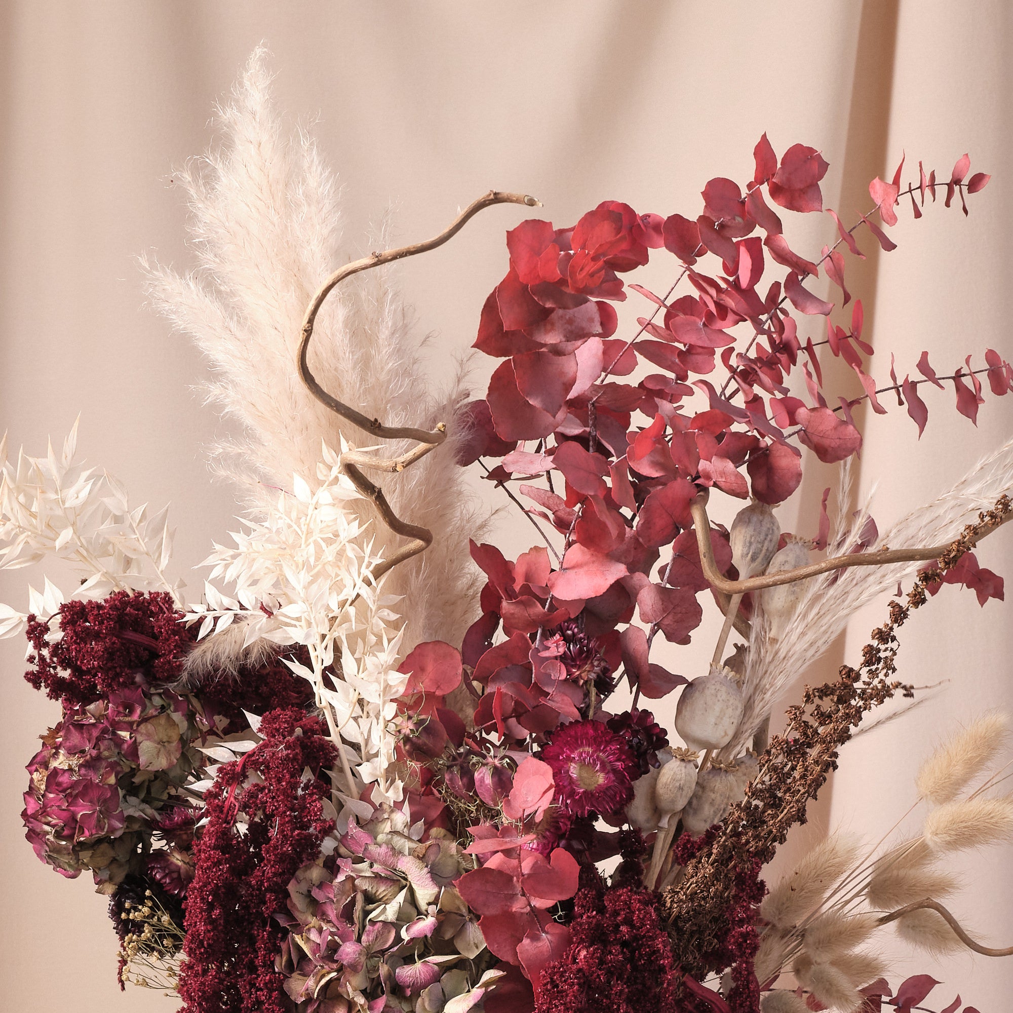 Everlasting Reds Dried Flower Vase Arrangements