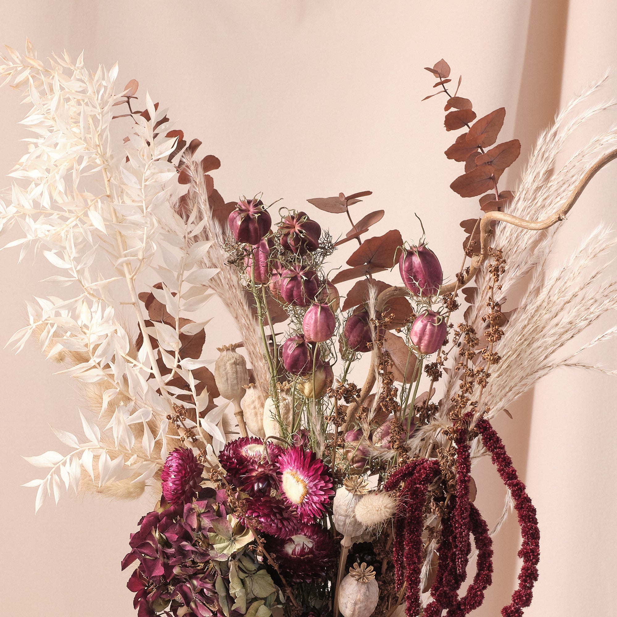 Everlasting Reds Dried Flower Vase Arrangements