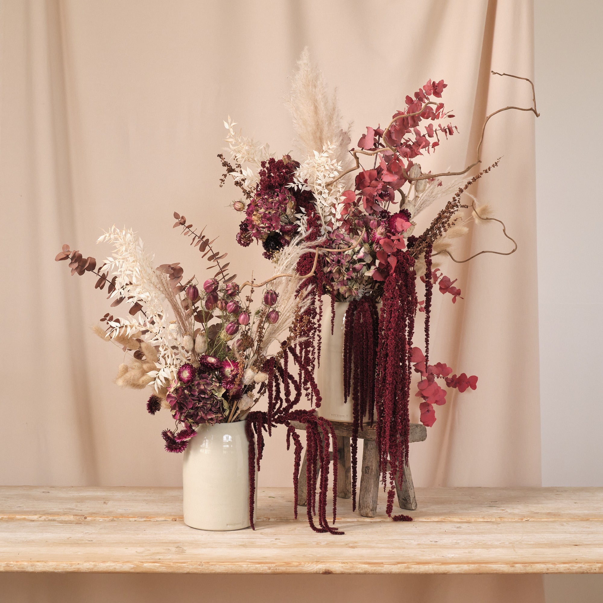 Everlasting Reds Dried Flower Vase Arrangements