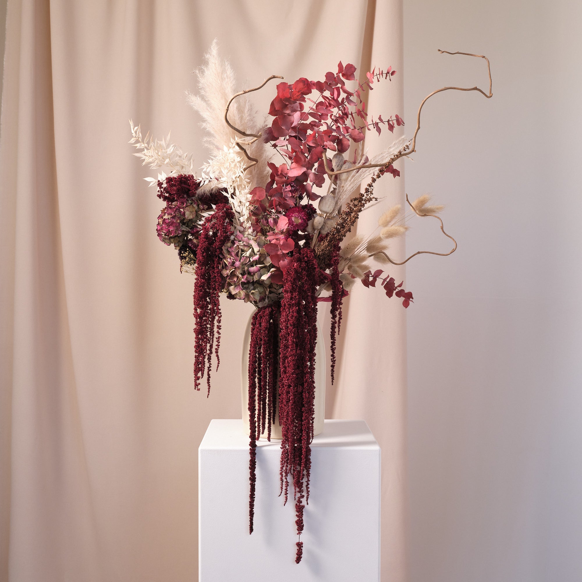 Everlasting Reds Dried Flower Vase Arrangements