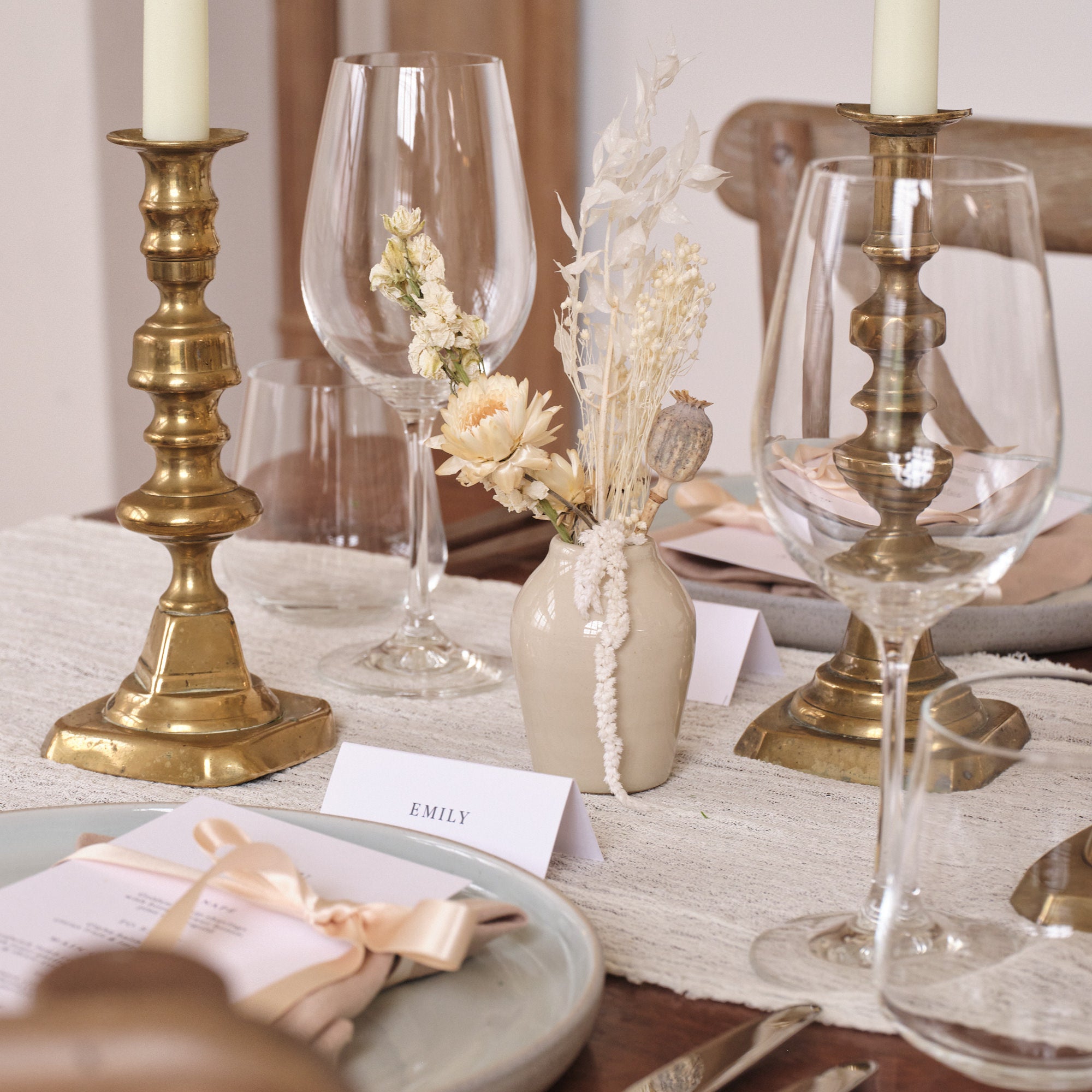 Everlasting Whites Dried Flower Bud Vase Arrangements