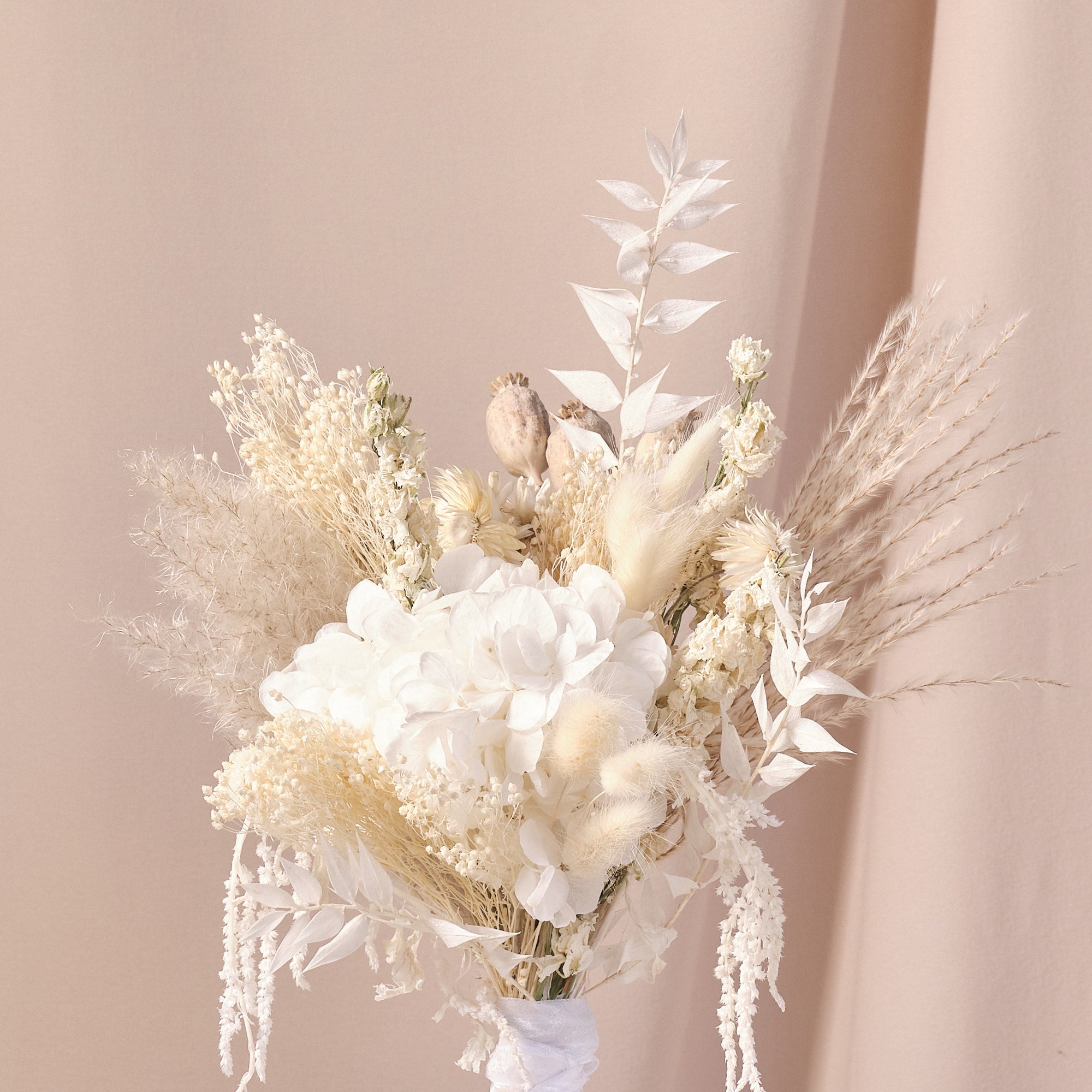 Everlasting Whites Dried Flower Bridesmaid Bouquet